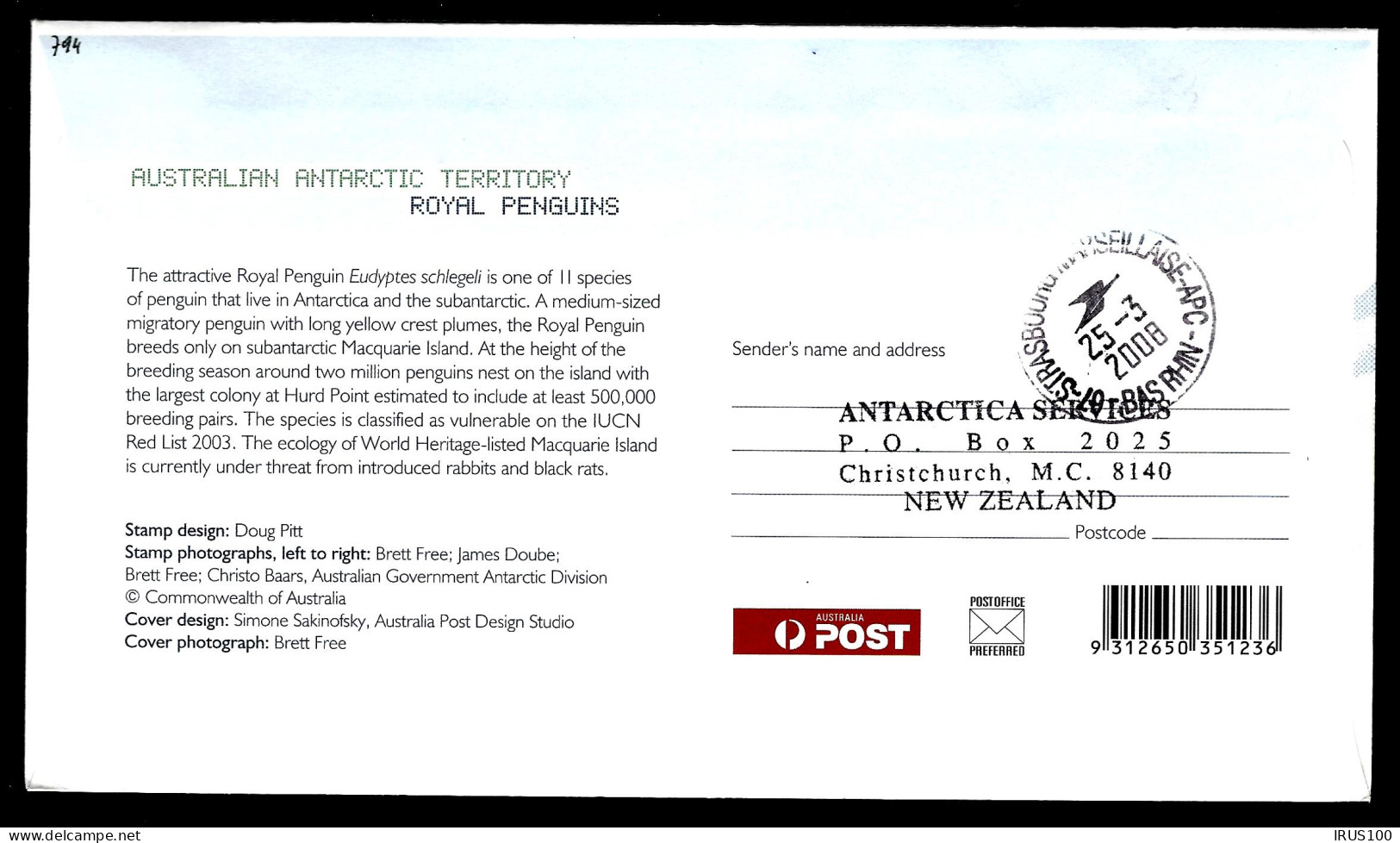 ROYAL PENGUINS - ANNÉE POLAIRE INTERNATIONALE - ANTARCTIC AUSTRALIEN - Brieven En Documenten