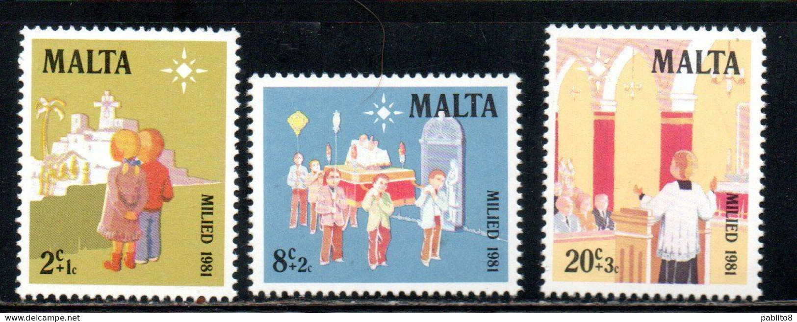 MALTA 1981 CHRISTMAS NATALE NOEL WEIHNACHTEN NAVIDAD NATAL COMPLETE SET SERIE COMPLETA MNH - Malta