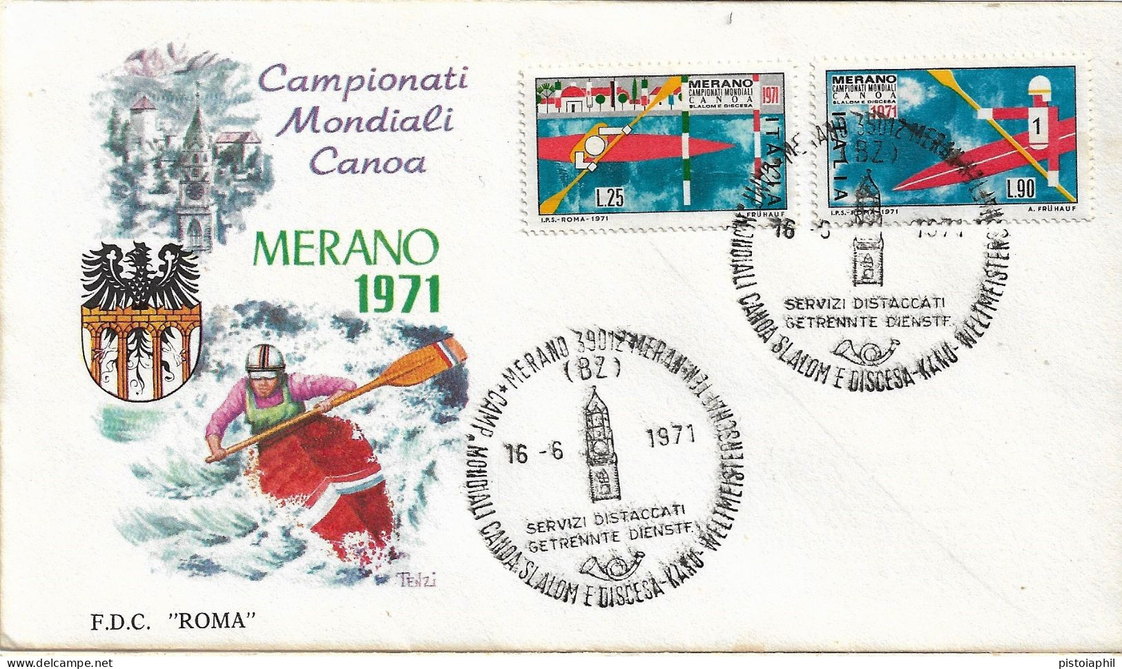 Fdc Roma: MONDIALI DI CANOA  (1971); No Viaggiata; Annullo Speciale Merano - FDC