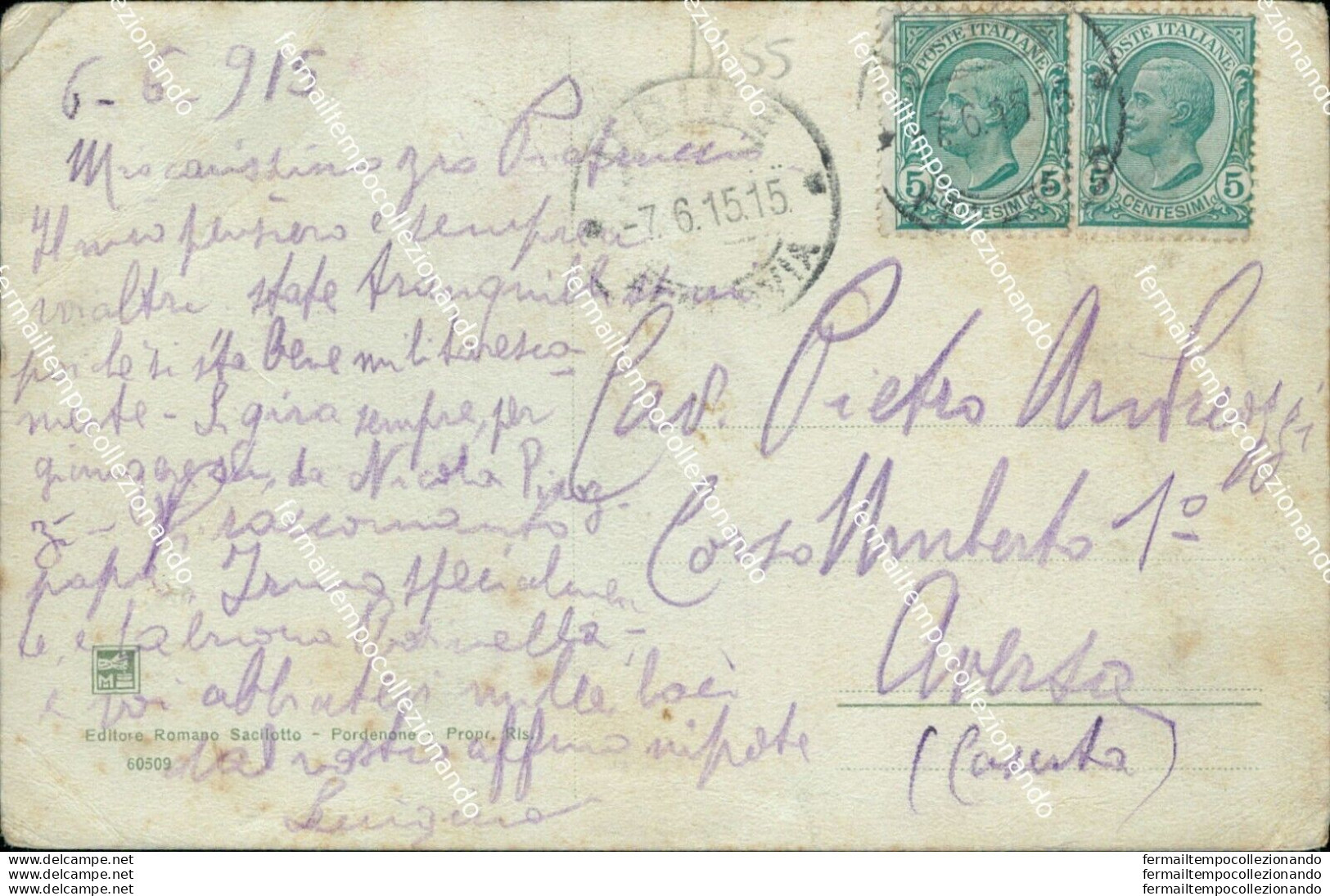 Bg55 Cartolina Pordenone Citta'viale Umberto I 1915 - Pordenone