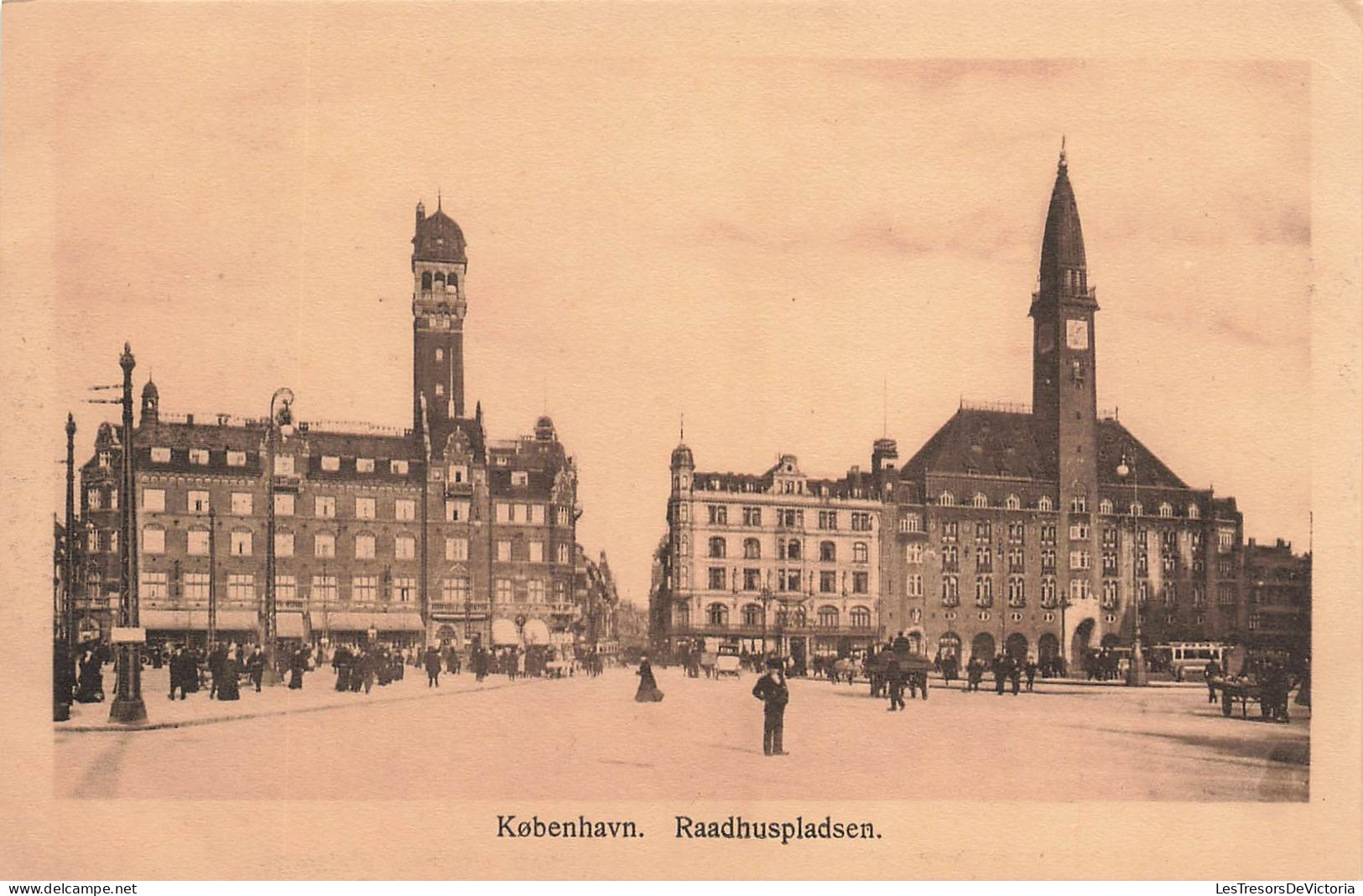 DANEMARK - Kobenhavn - Raadhuspladsen - Animé - Vue Générale - Carte Postale Ancienne - Denmark