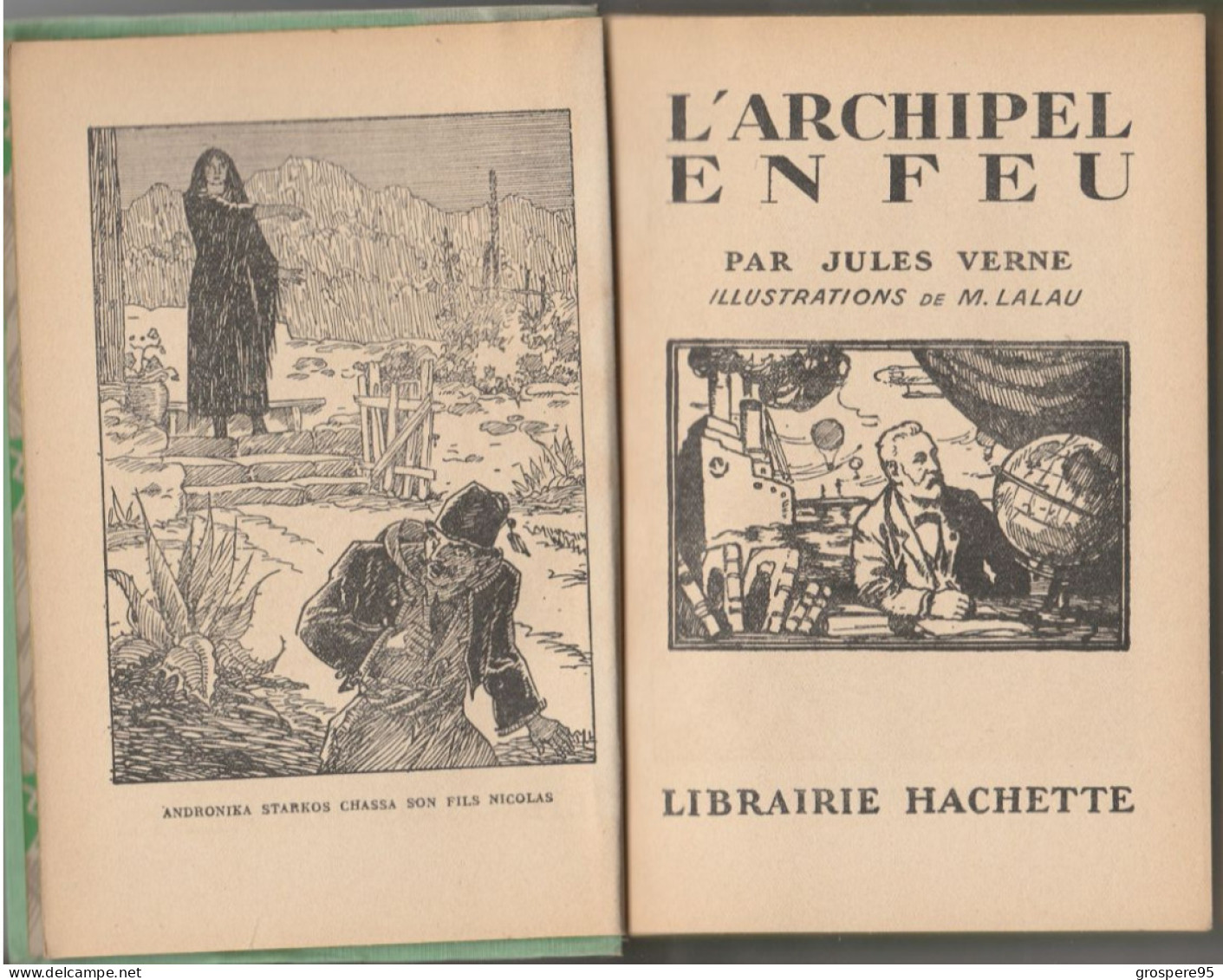 JULES VERNE L'ARCHIPEL EN FEU 1936 HACHETTE BIBLIOTHEQUE VERTE - Biblioteca Verde