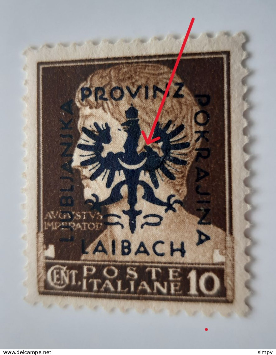 Ljubljanska Pokrajina Provinz Laibach 20c Error Plate Mint Mh - Slovénie