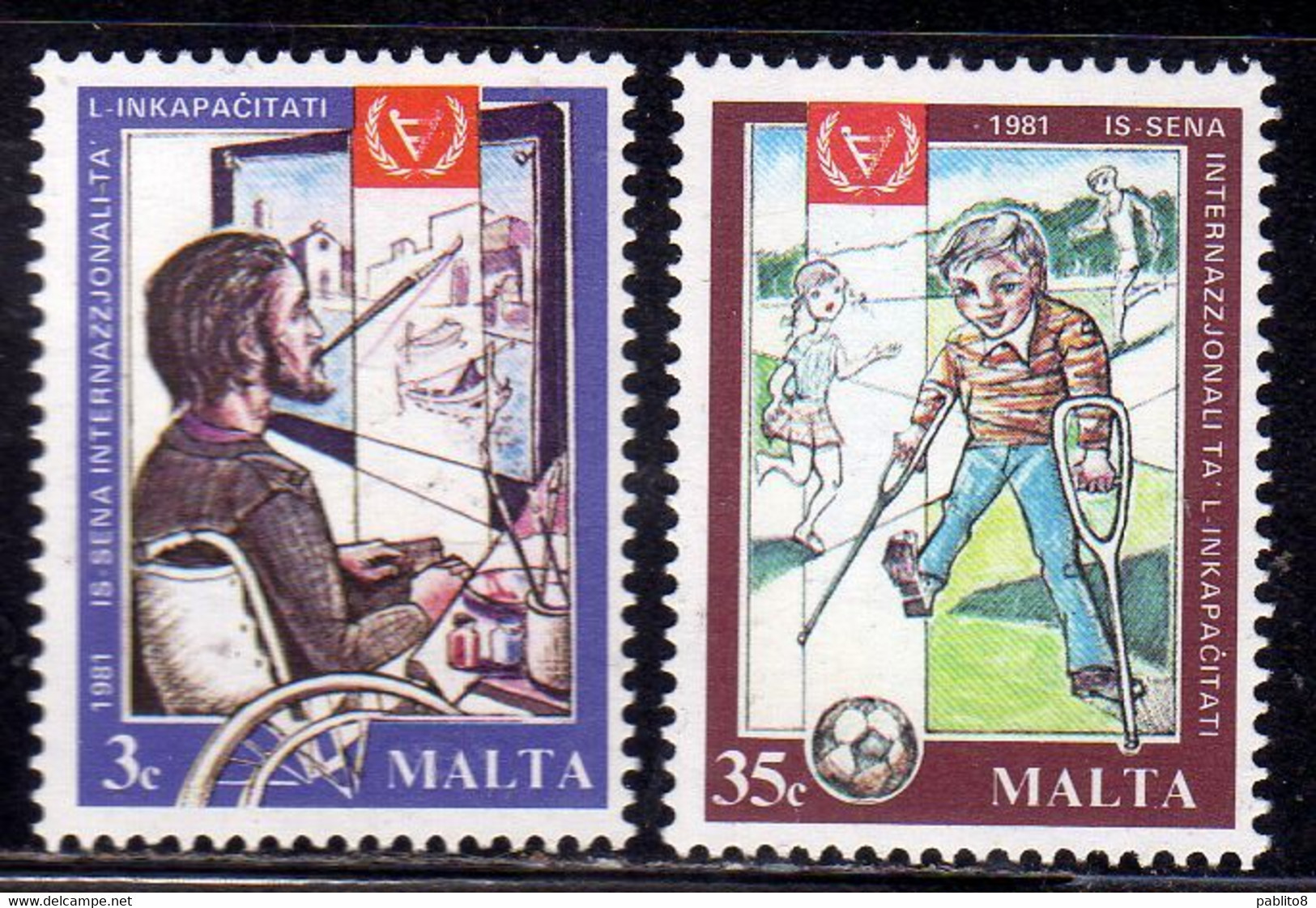 MALTA 1981 INTERNATIONAL YEAR OF DISABLED ANNO INTERNAZIONALE DEL DISABILE COMPLETE SET SERIE COMPLETA MNH - Malta