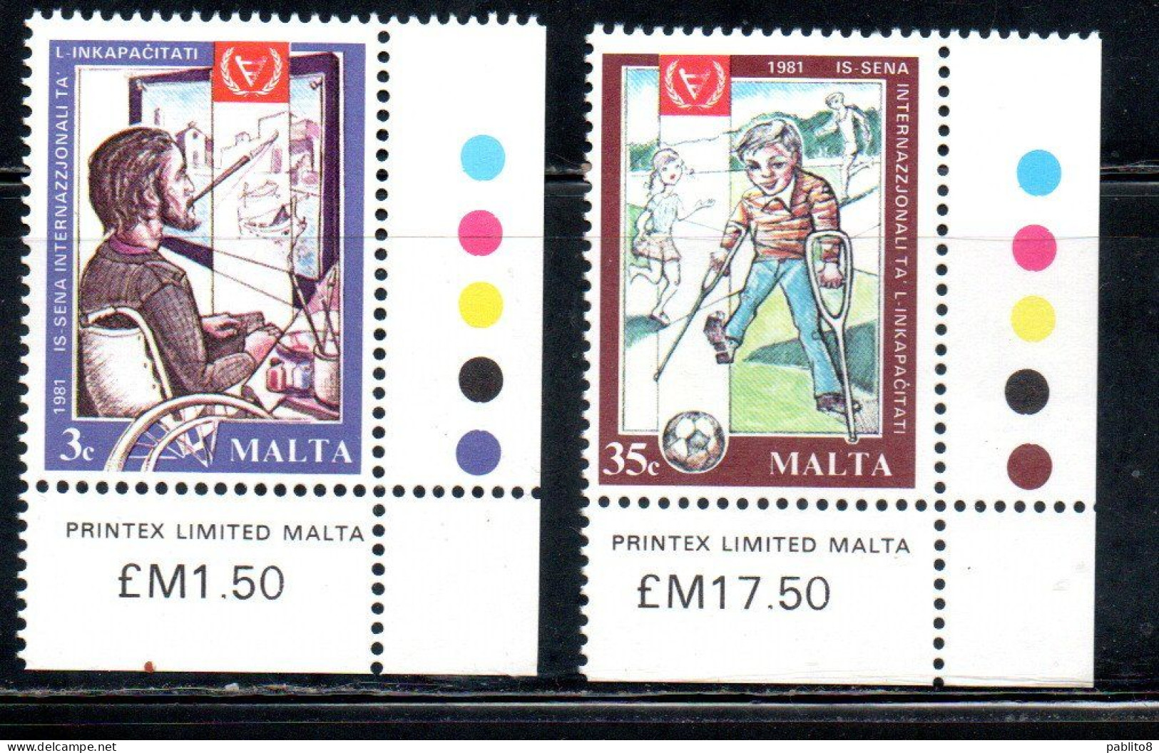 MALTA 1981 INTERNATIONAL YEAR OF DISABLED ANNO INTERNAZIONALE DEL DISABILE COMPLETE SET SERIE COMPLETA MNH - Malte