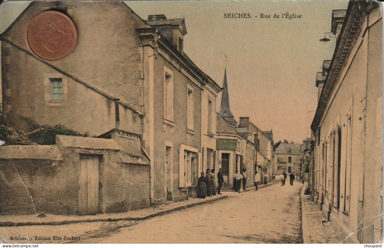 49 - Carte Postale Ancienne De  SEICHES   Rue De L'Eglise - Seiches Sur Le Loir