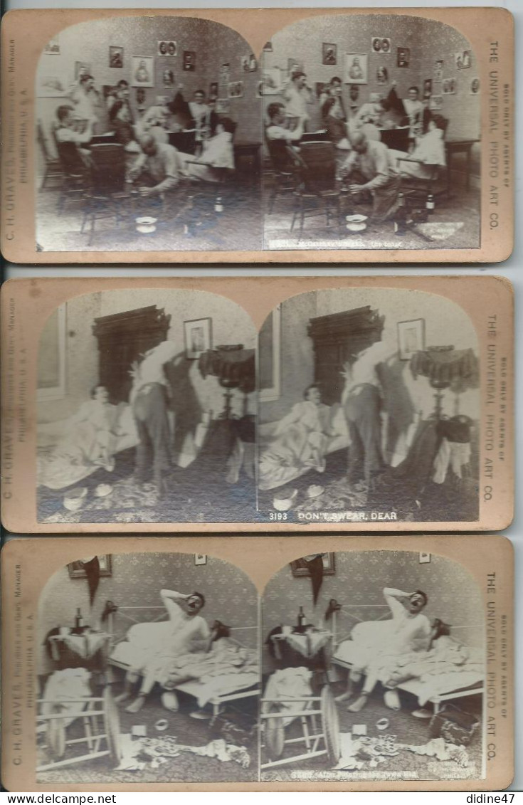 PHOTOS STÉRÉOSCOPIQUES- SCÈNES COQUINES- Lot De 3 - Stereoscopic