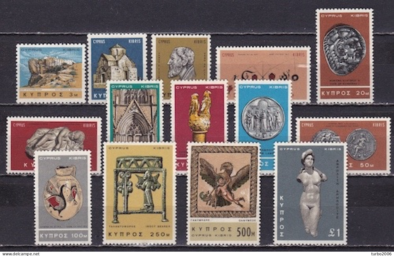 CYPRUS 1966 Definitive Set Venus Complete MNH Set  Vl. 95 / 108 - Unused Stamps