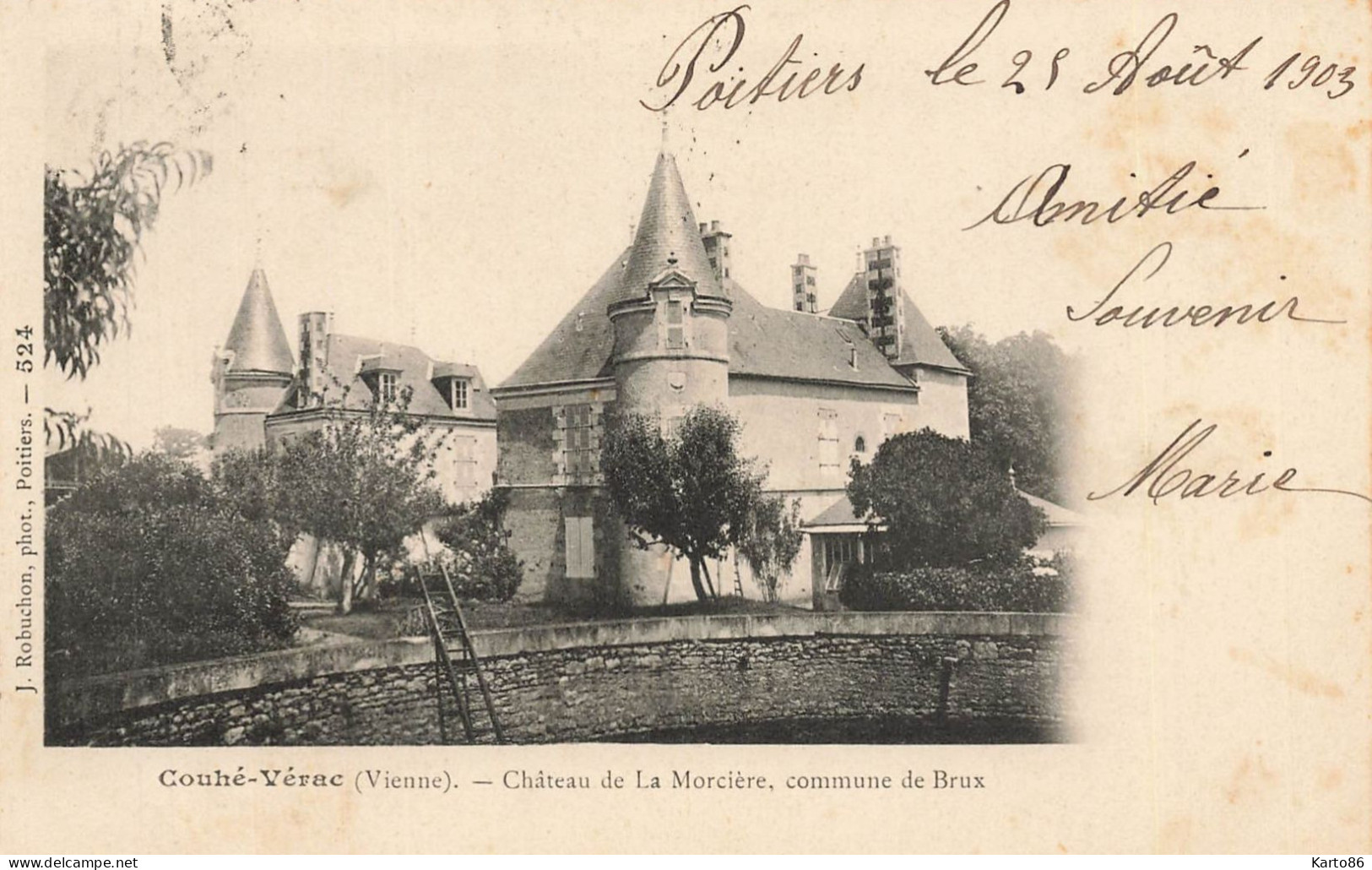 Brux , Près Couhé Vérac * 1903 * Le Château De La Morcière , Commune De Brux - Couhe