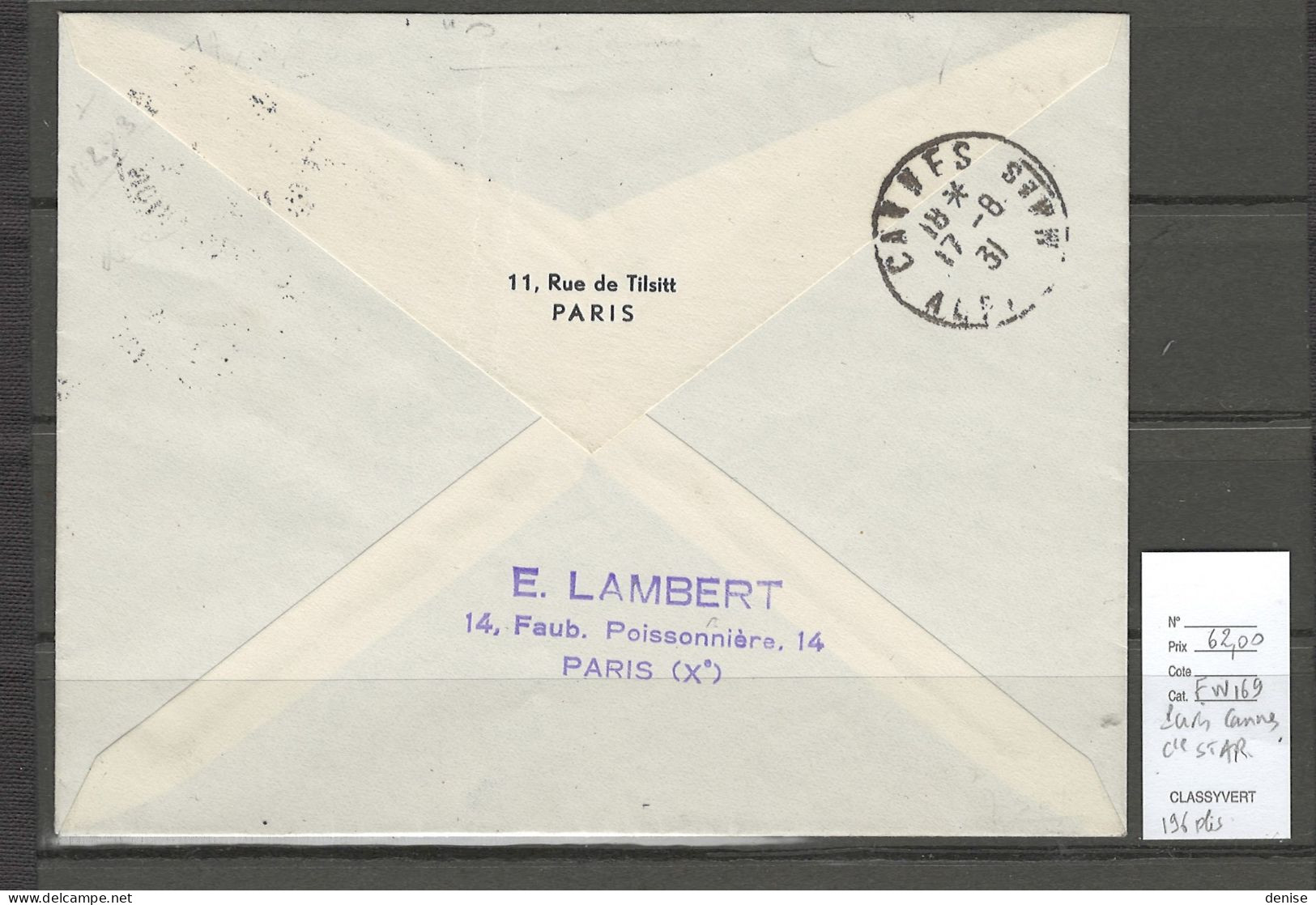 France - Paris Avion Cannes-  Enveloppe En Tete Compagnie STAR - 17/08/1931 - - 1927-1959 Covers & Documents