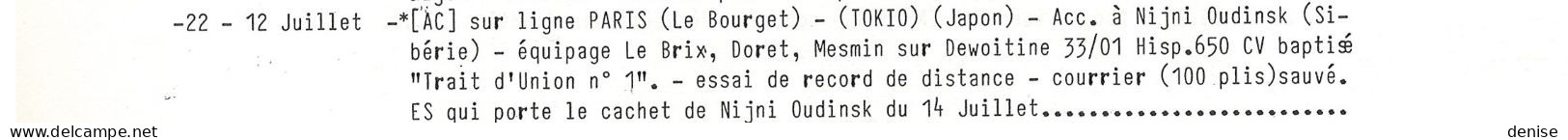France - Japon - Sans Escale - ACCIDENTE EN SIBERIE - 50 % DE REMISE - LE BRIX - 12/07/1931 - 1927-1959 Covers & Documents