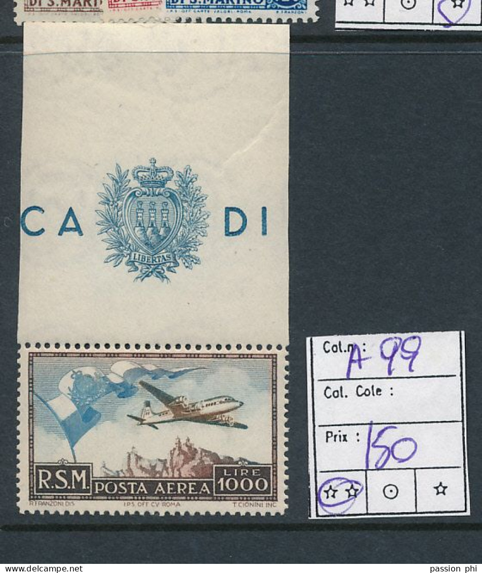 ST. MARINO SASSONE A99 MNH - Luchtpost