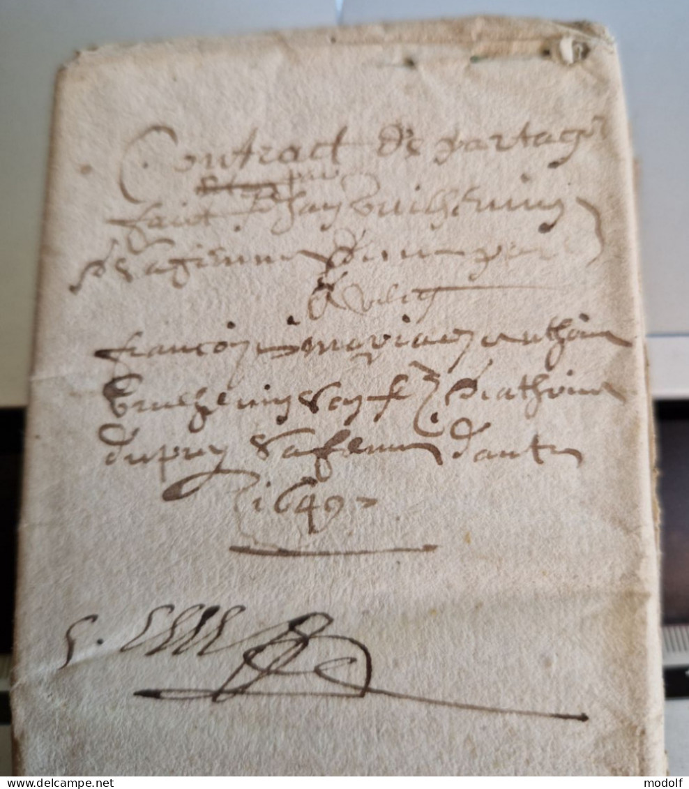 Lot de 7 documents notariaux fin XVIème - début XVIIème siècle (dont contrats de mariage) - Région Charente