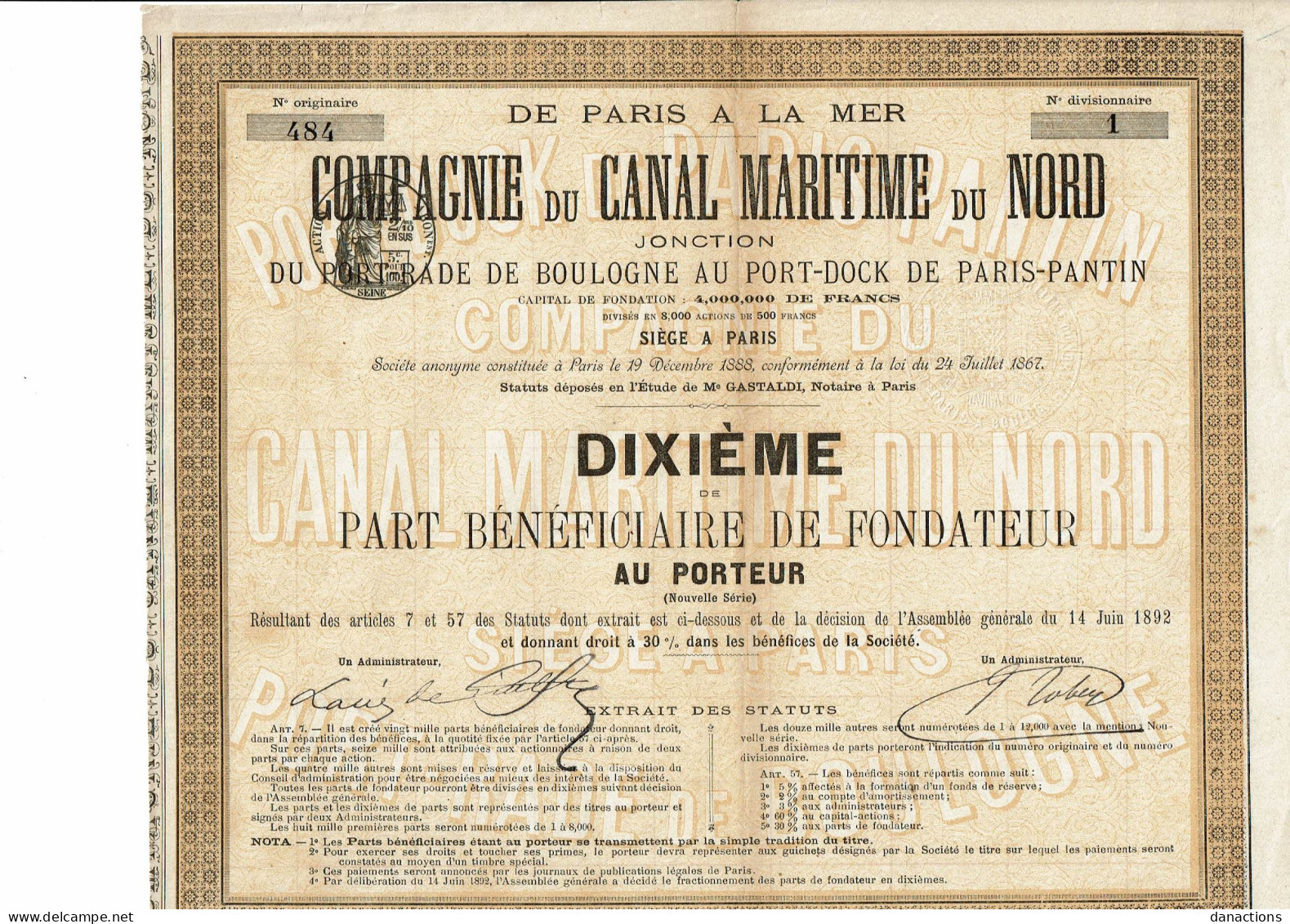 62-CANAL MARITIME DU NORD. CIE DU ... DE PARIS A LA MER. 1892  Voir Texte SVP  Lot De 3 - Andere & Zonder Classificatie