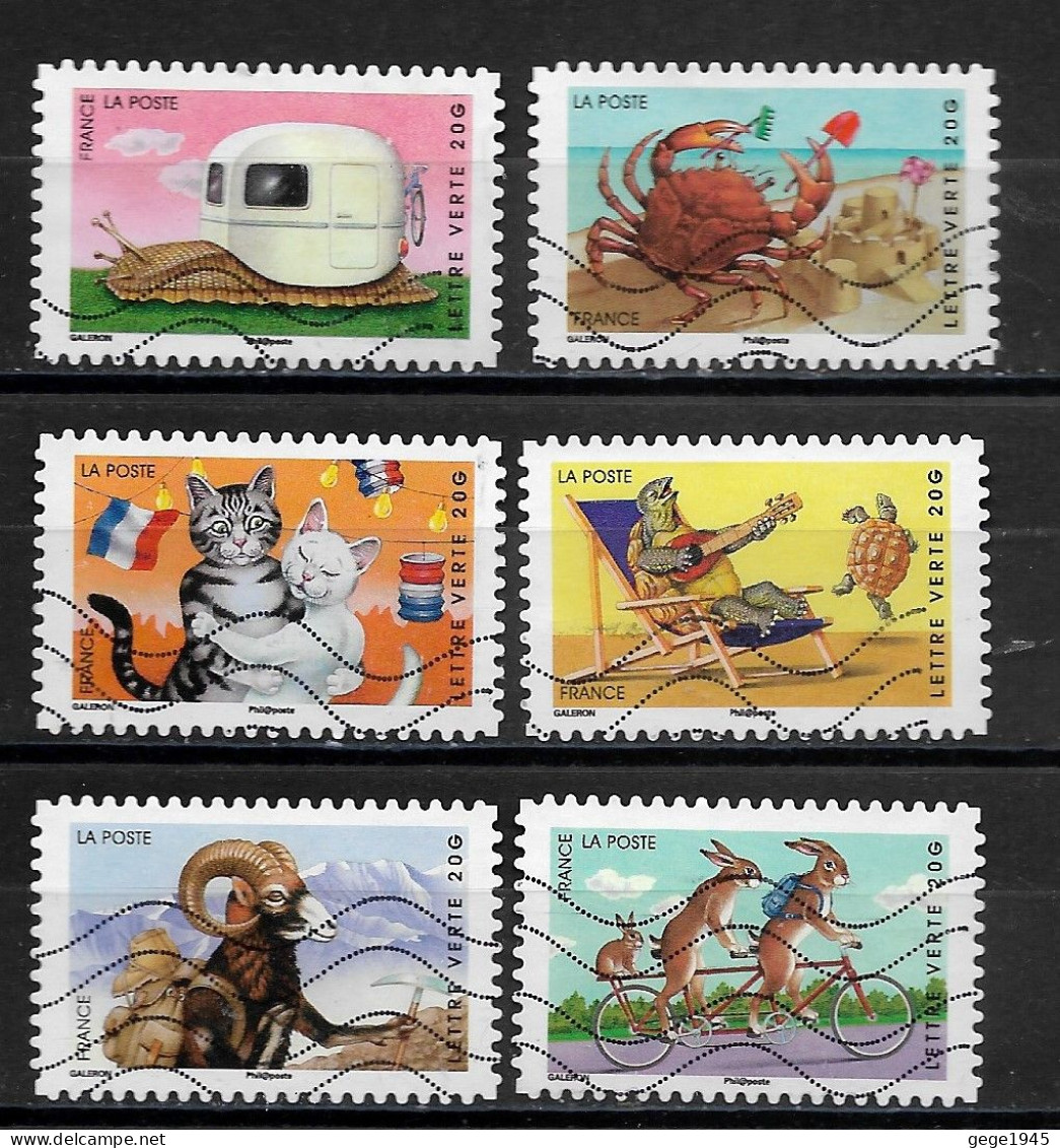 France 2014 Oblitéré Autoadhésif   N° 978 - 979 - 980 - 981 - 985 - 986   -   Sourires  Animaux  Personnifiés - Used Stamps