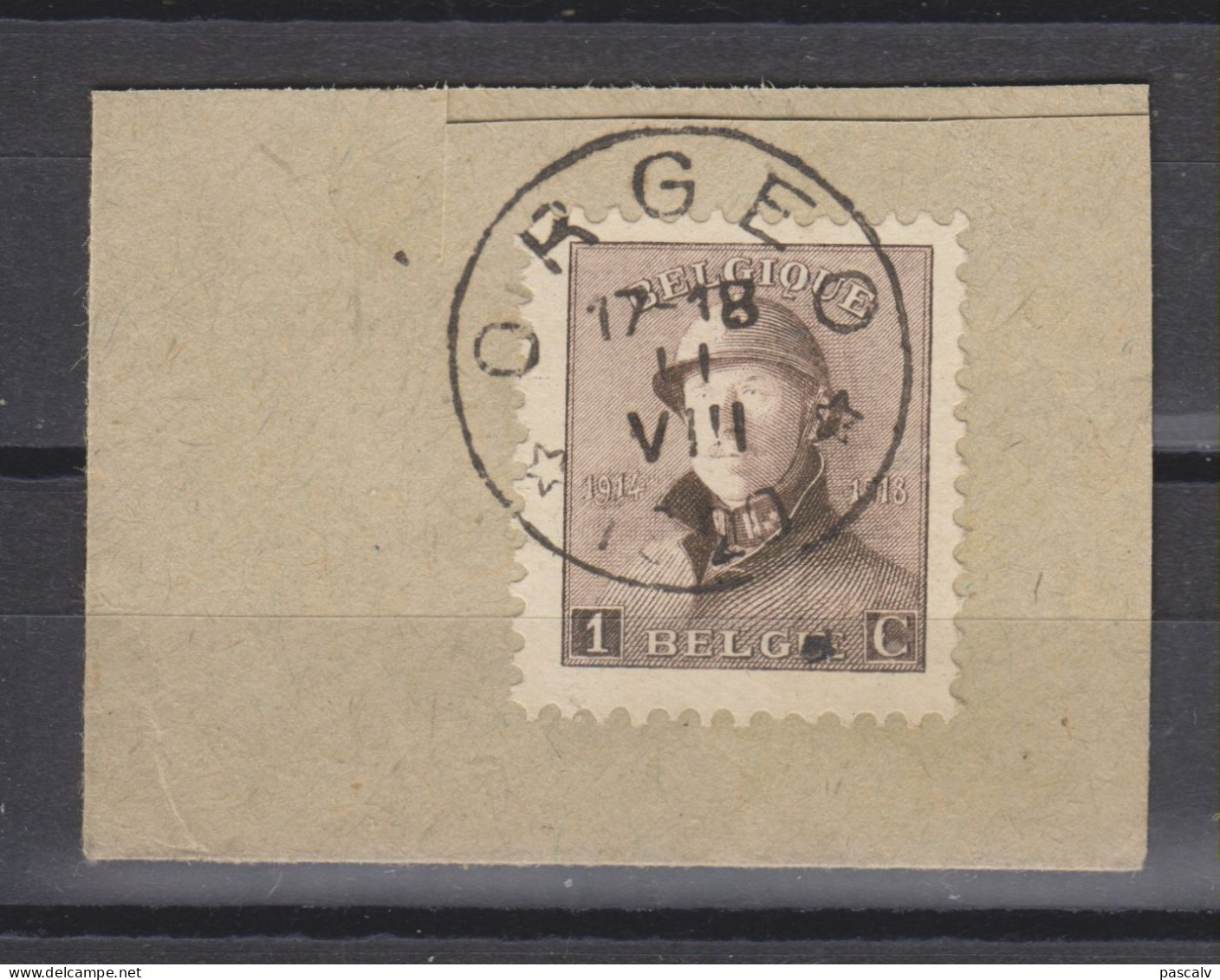 COB 165 Sur Fragment Oblitération Centrale Relais étoile * ORGEO * - 1919-1920 Roi Casqué