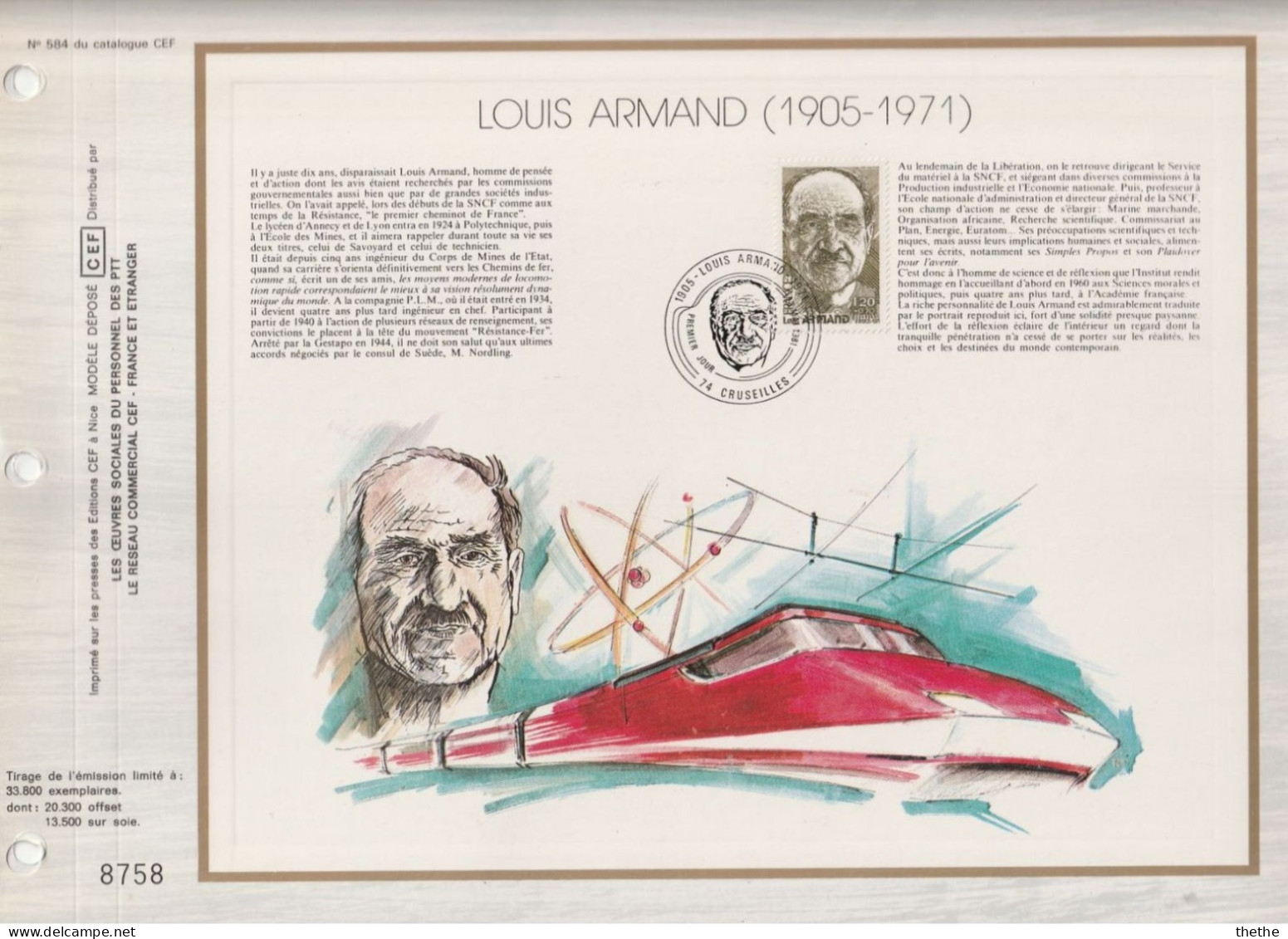 FRANCE - Louis ARMAND (1905-1971), Académicien  -  N° 584 Du Catalogue CEF - 1980-1989