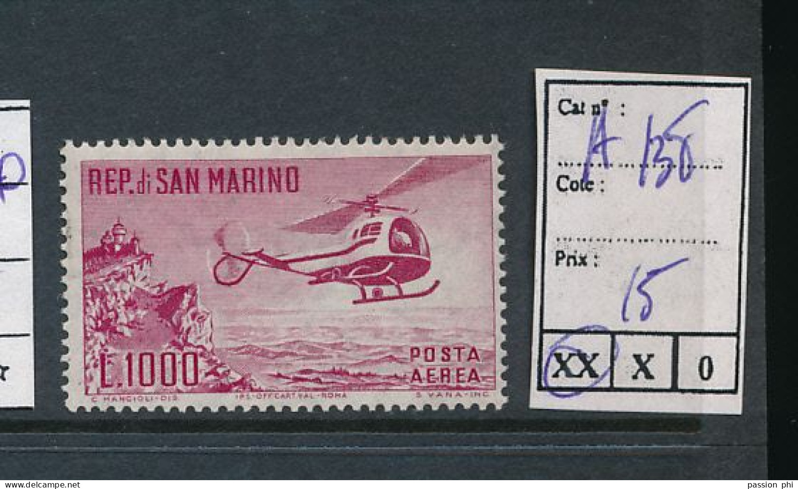 ST. MARINO SASSONE A138 MNH - Luftpost