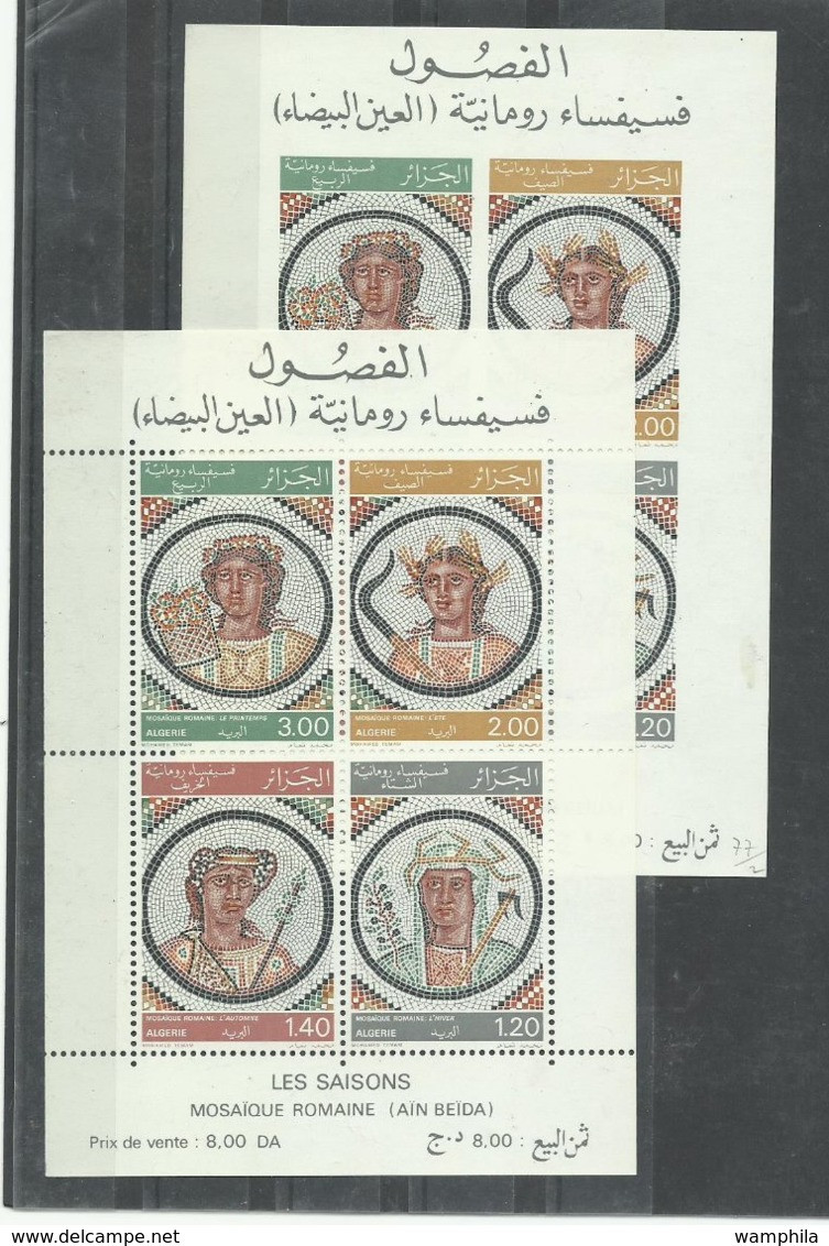Algérie Bloc N° 2A & 2B, Mosaïque Romaine Les 4 Saisons Neufs** MNH, Cote YT 30€50 - Algérie (1962-...)