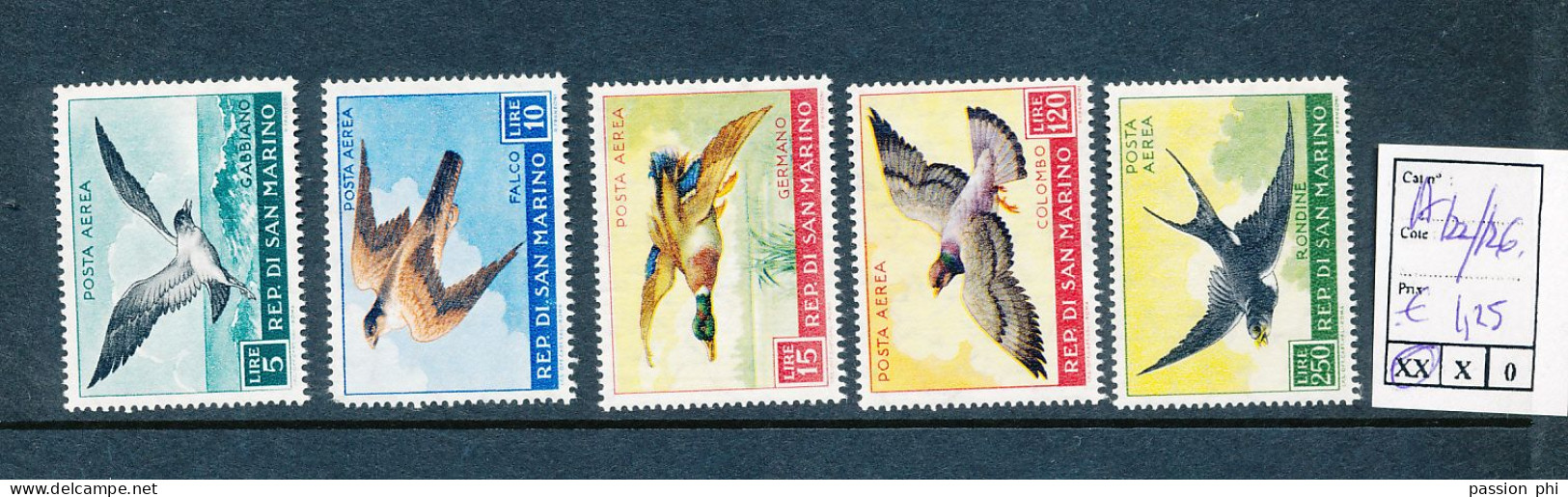 ST. MARINO SASSONE A122/126 MNH - Luchtpost