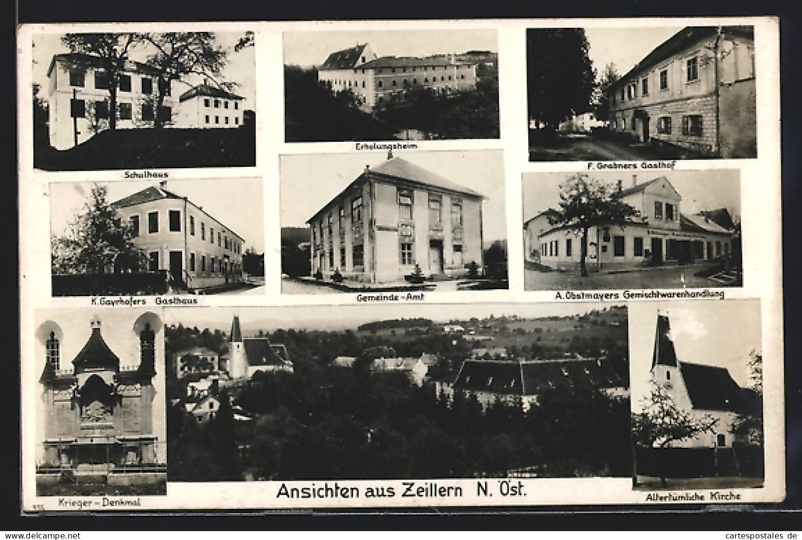 AK Zeillern, Schulhaus, Erholungsheim, Gemeindeamt, K. Gayrhofers Gasthaus  - Autres & Non Classés