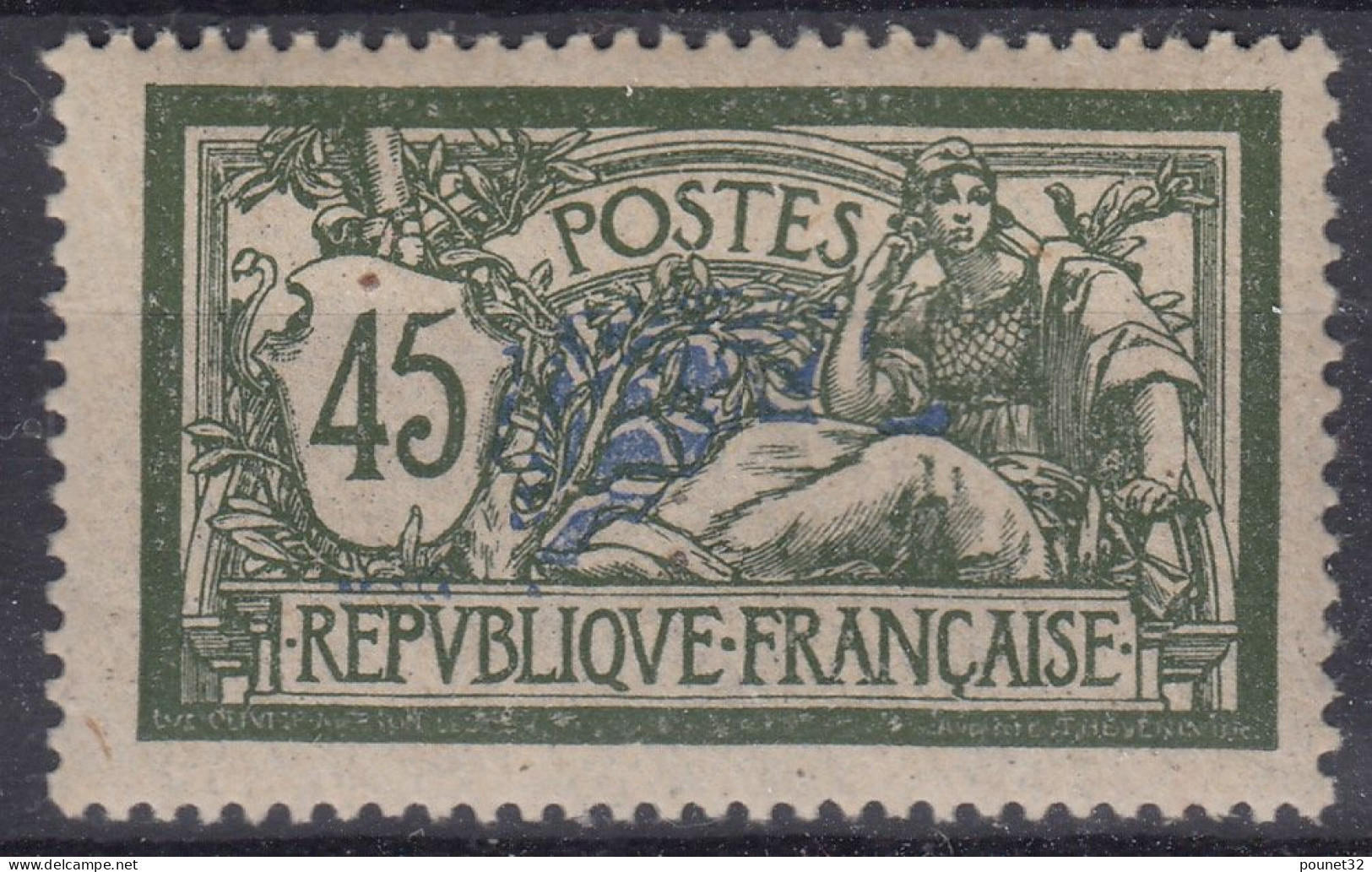 TIMBRE FRANCE MERSON 45c VERT N° 143d PAPIER GC NEUF * GOMME AVEC TRACE DE CHARNIERE - 1900-27 Merson