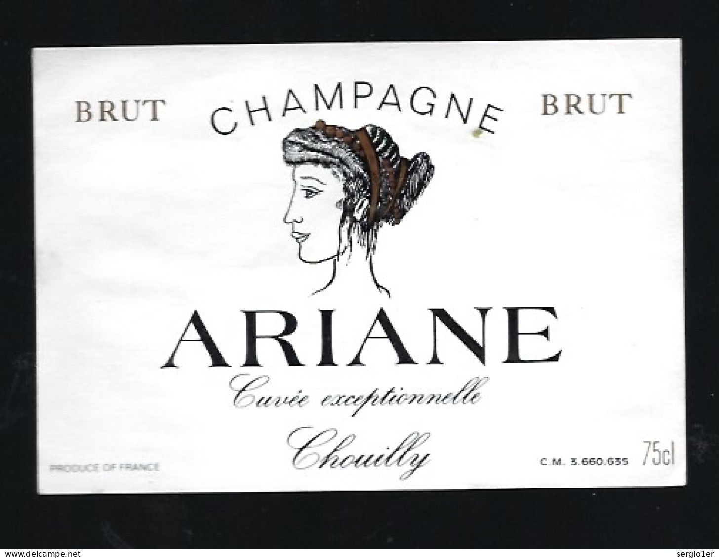 Etiquette Champagne Brut Cuvée Exceptionnelle Ariane   Chouilly  Marne 51 " Visage Femme" - Champagne