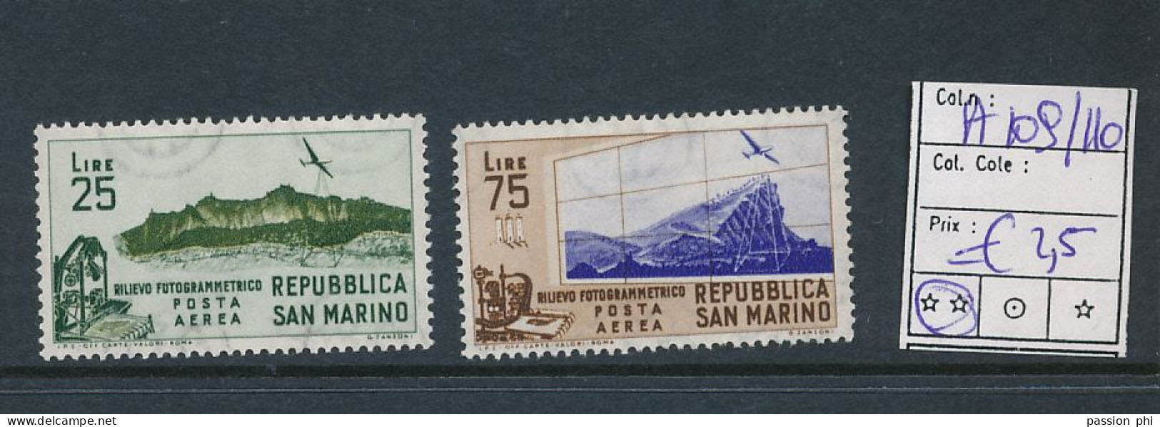 ST. MARINO SASSONE A109/110 MNH - Airmail
