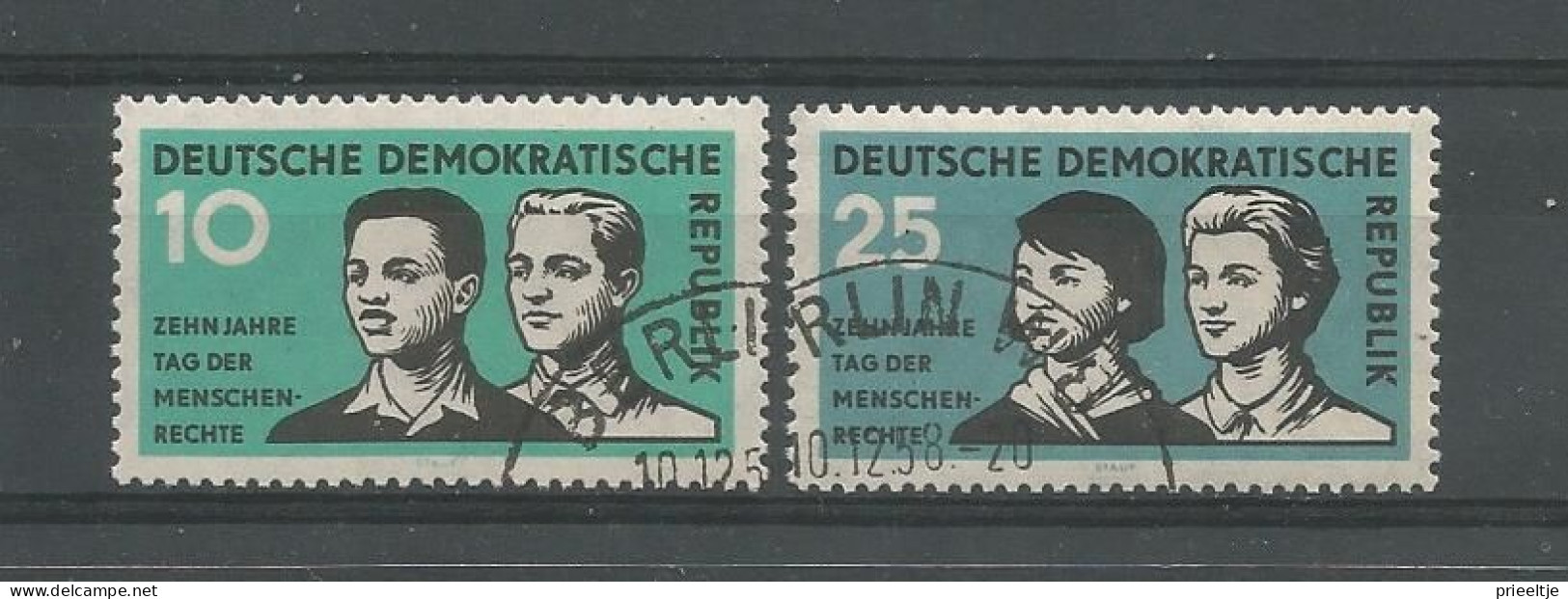 DDR 1958 Human Rights 10th Anniv. Y.T. 384/385  (0) - Gebruikt