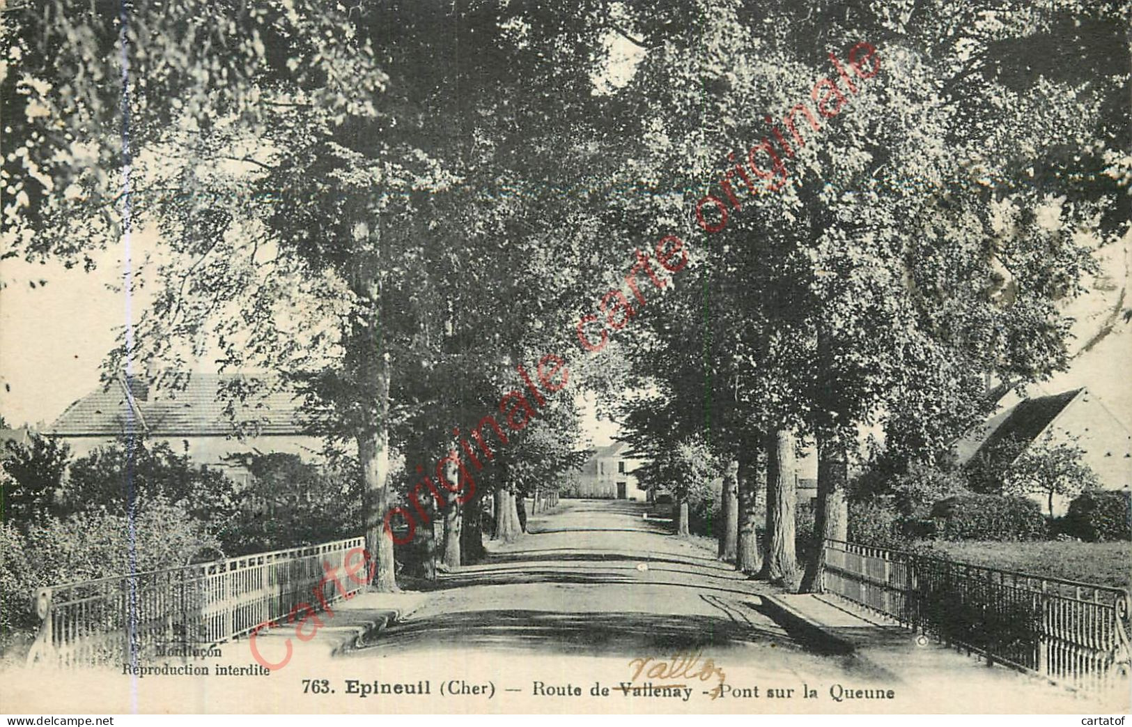 18.  EPINEUIL . Route De Vallenay .  Pont Sur La Queune . (route De Vallon ) - Non Classés