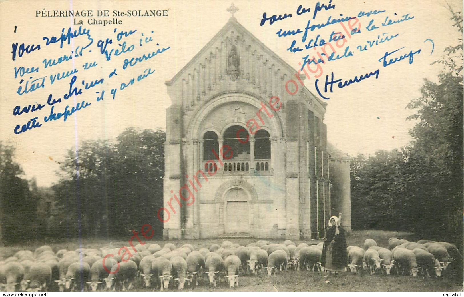 18.  PELERINAGE DE SAINTE-SOLANGE .  La Chapelle . CPA Animée ( Bergère Avec Ses Moutons ) . - Non Classés