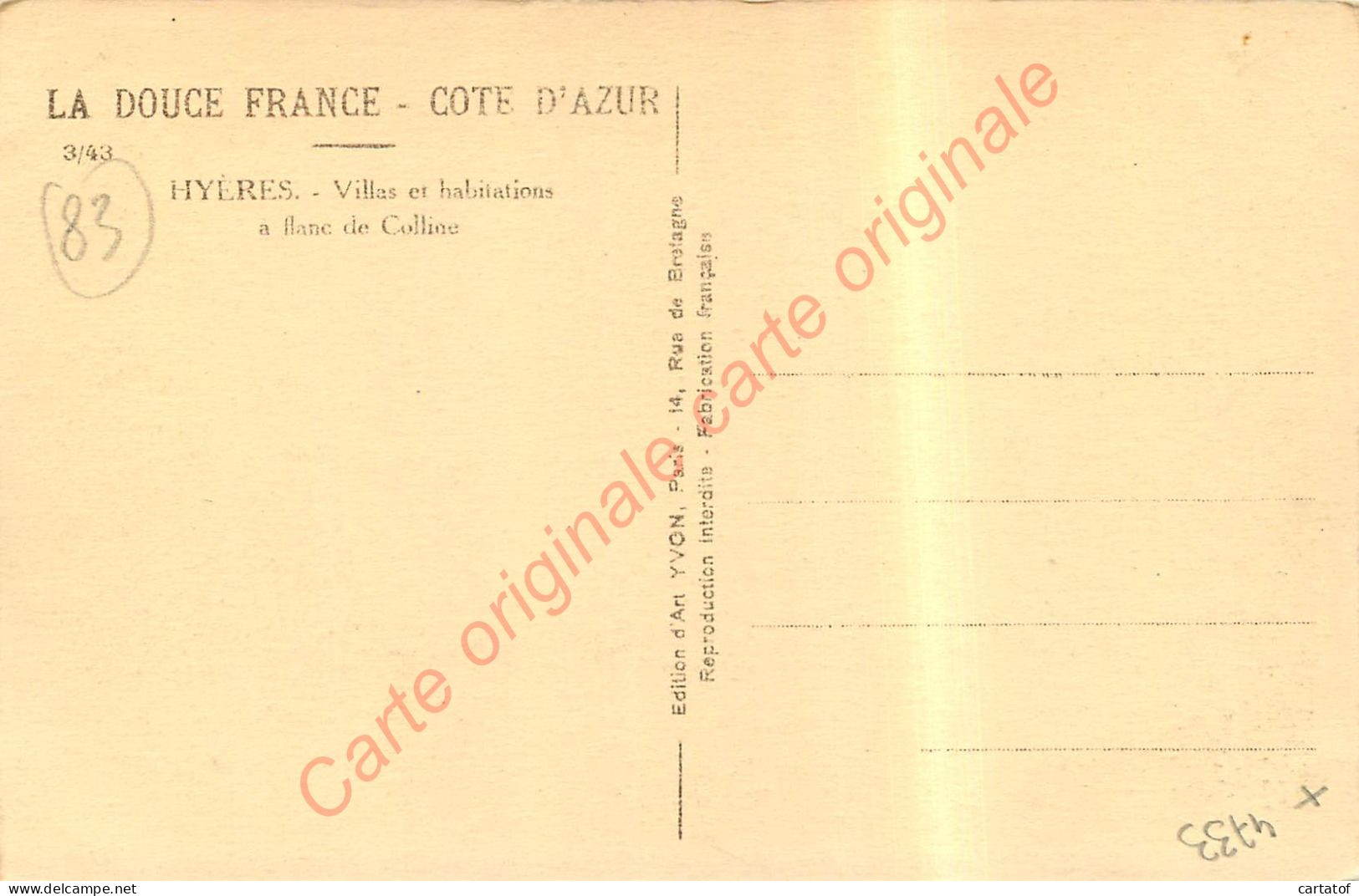 83.  HYERES .  Villas Et Habitations à Flanc De Colline . - Hyeres