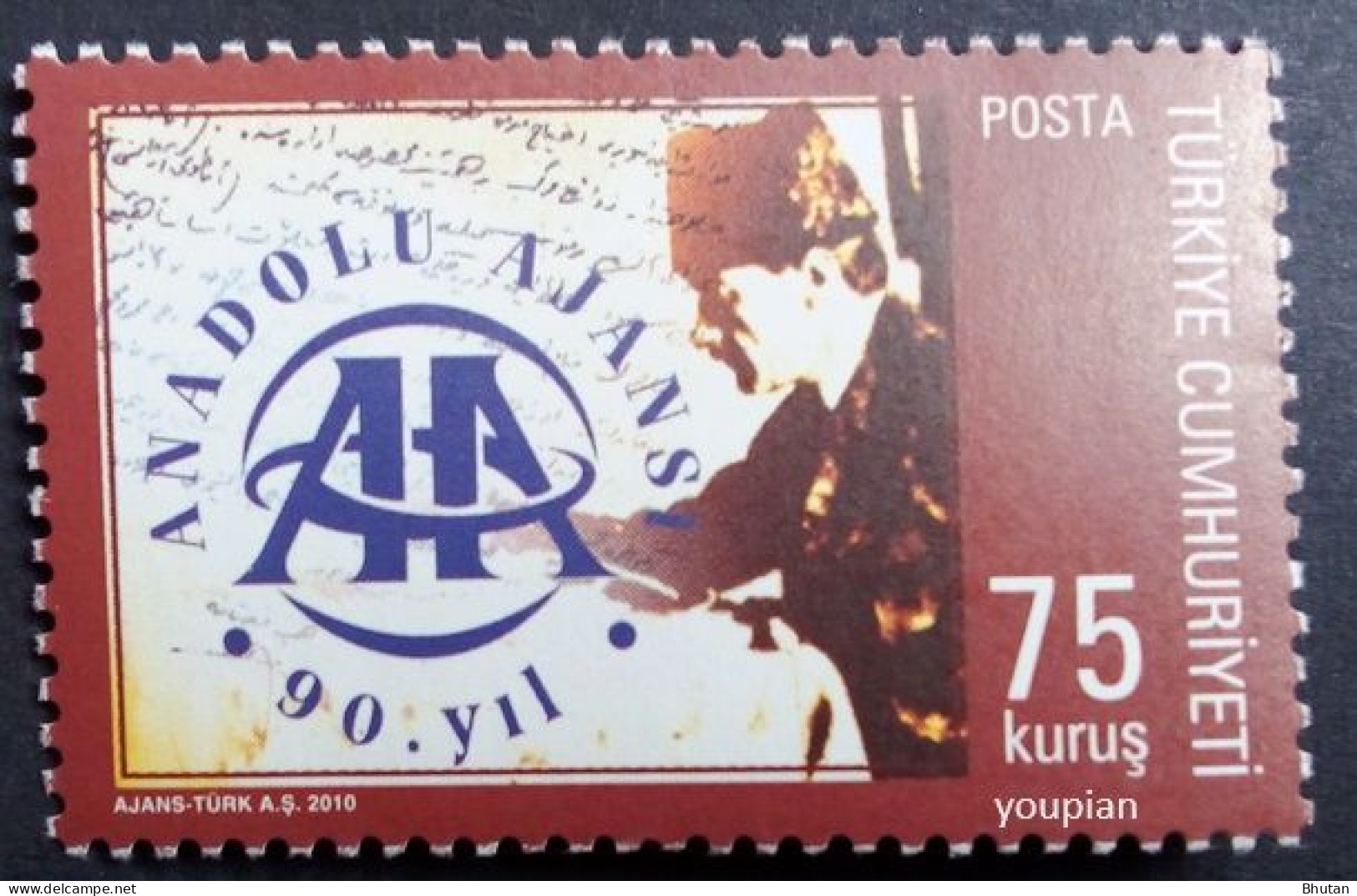 Türkiye 2010, 90 Years Of Turkish National Broadcast Anadolu Ajans, MNH Single Stamp - Ongebruikt