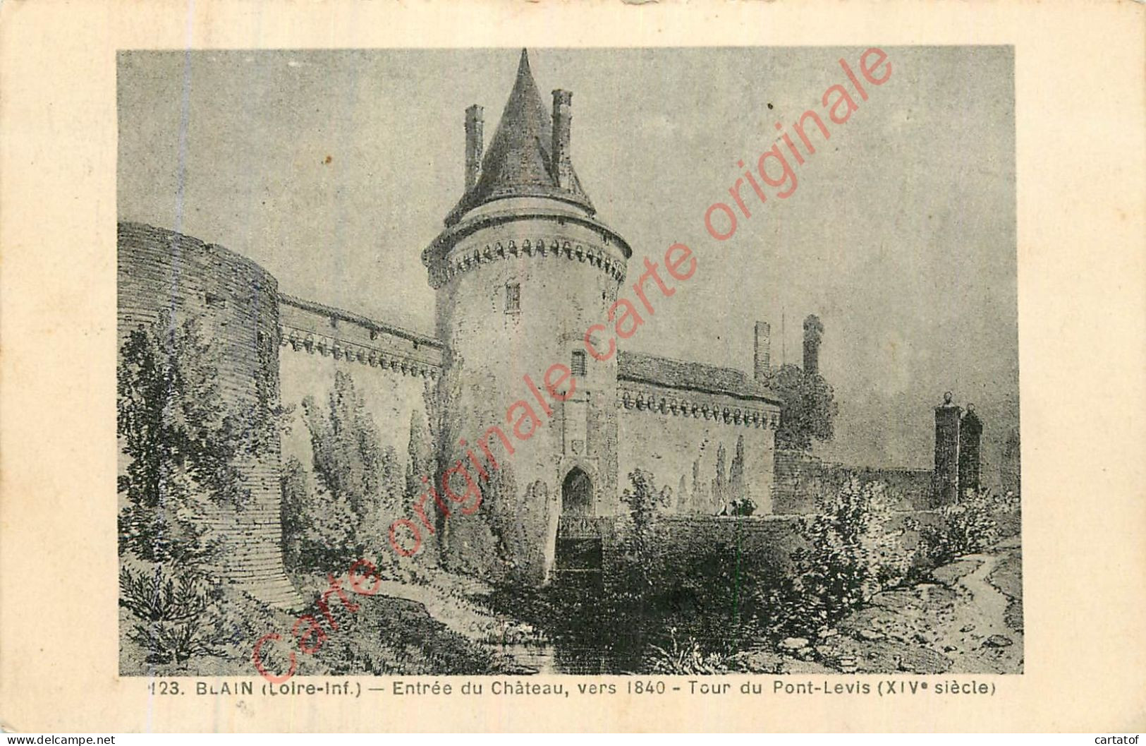 44.  BLAIN .  Entrée Du Château Vers 1840 .  Tour Du POnt Levis . - Blain