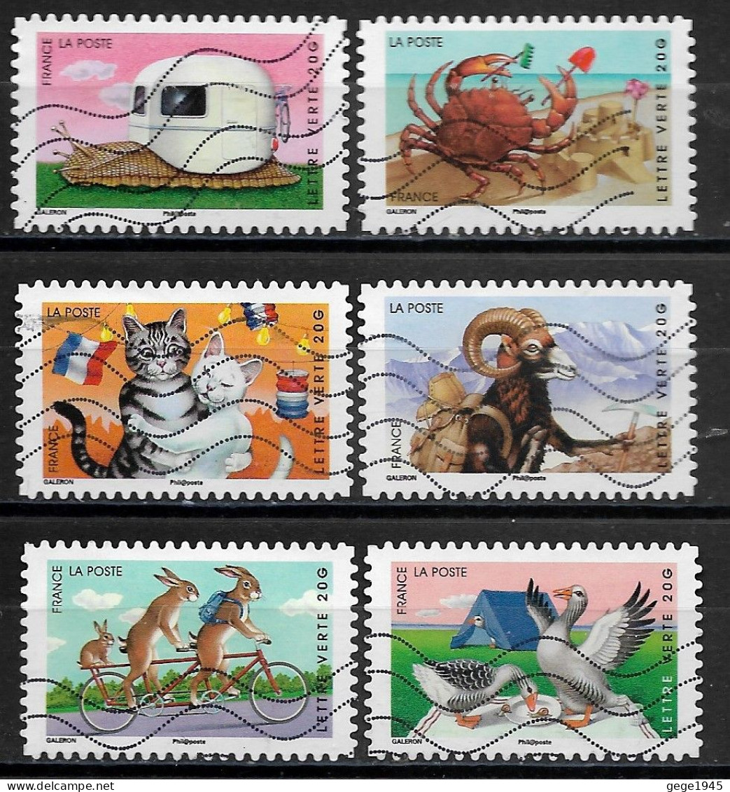 France 2014 Oblitéré Autoadhésif   N° 978 - 979 - 980 -  985 - 986 - 988   -    Sourires  Animaux  Personnifiés - Used Stamps