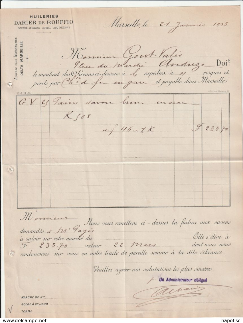 13-Darier De Rouffio...Huileries...Marseille...(Bouches-du-Rhône)...1903 - Perfumería & Droguería