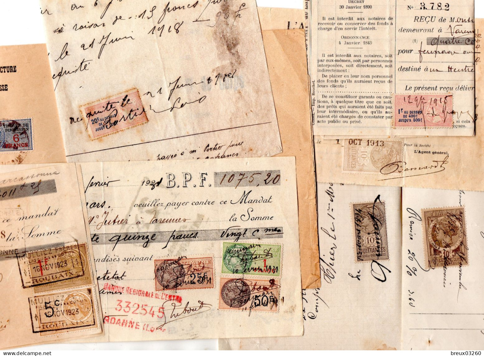 Timbres Fiscaux , Divers - (sur Documents )- - Brieven En Documenten