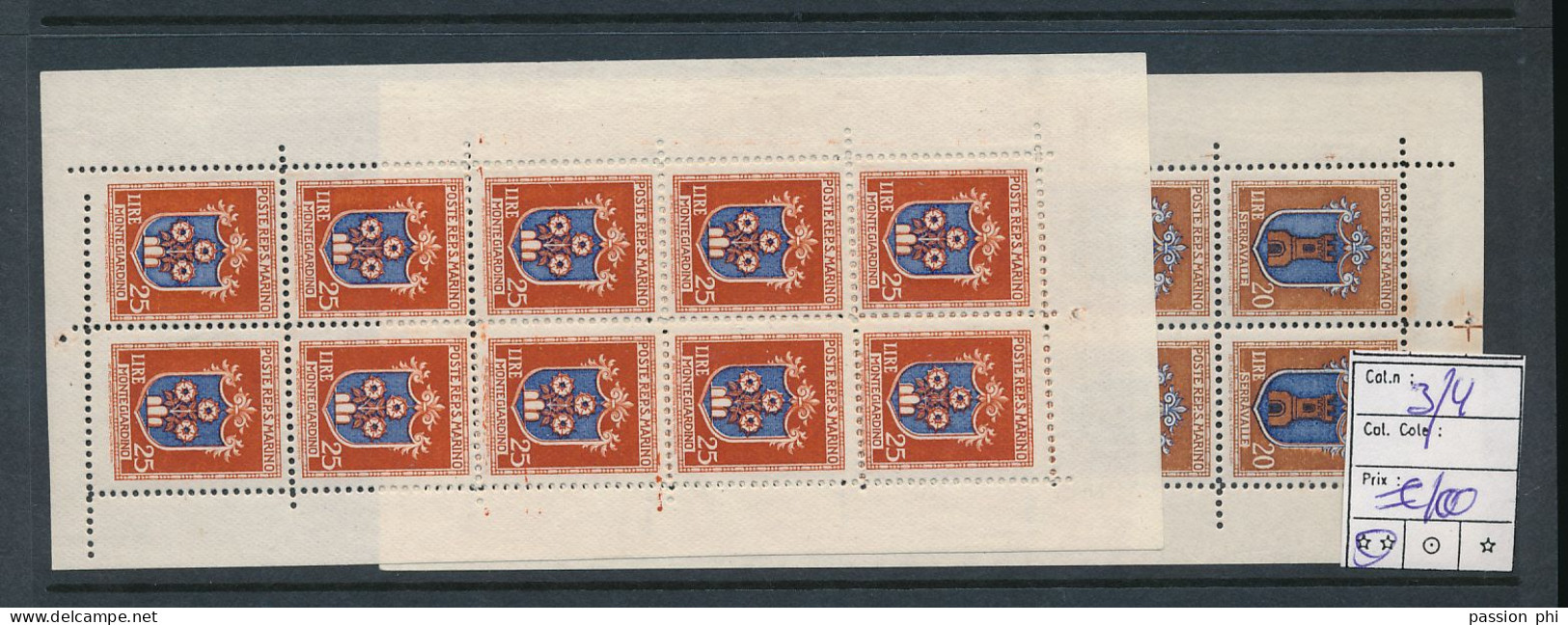 ST. MARINO SASSONE SMALL SHEET 3/4 MNH - Blocchi & Foglietti