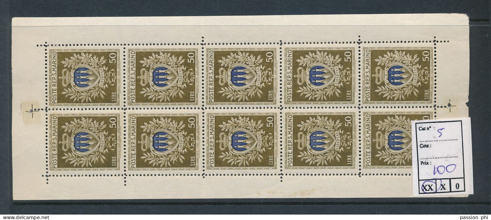 ST. MARINO SASSONE SMALL SHEET 5 MNH - Blocks & Sheetlets