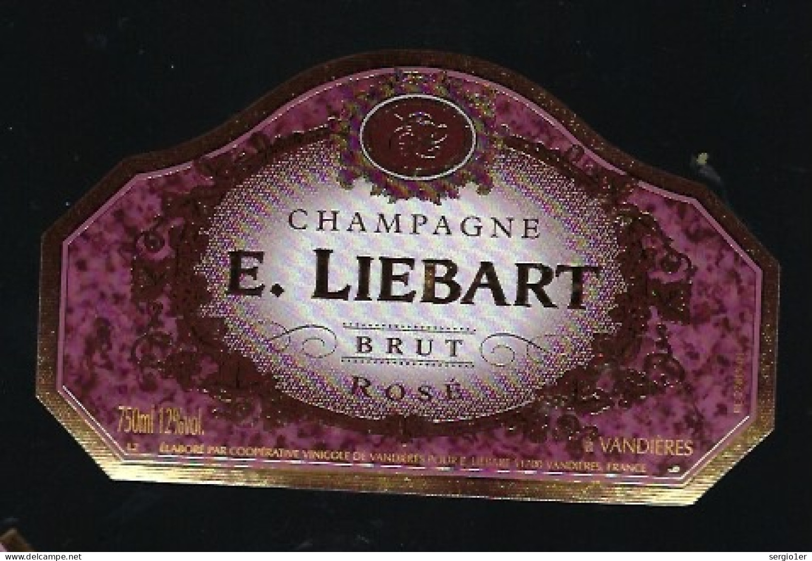 Etiquette Champagne  Brut Rosé Eric Liebart Vandieres Marne 51 "avec Sa Collerette" - Champan