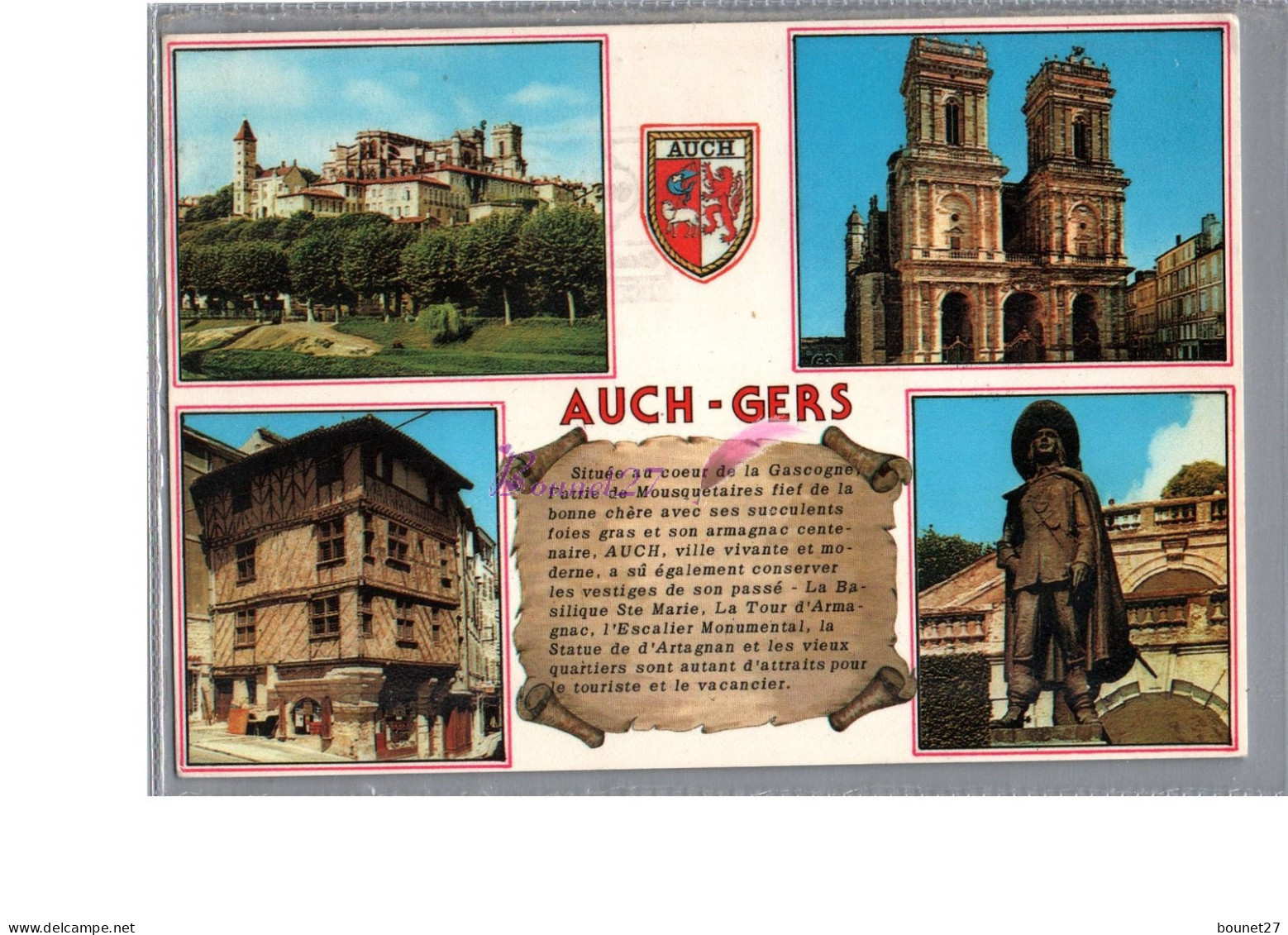 AUCH 32 - La Basilique Ste Sainte Marie Et La Tourn D'Armagnac  Statue D'Artagnan Parchemin Histoire - Auch
