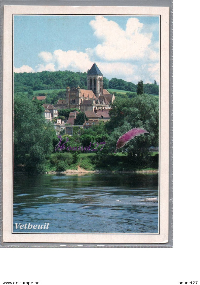 VETHEUIL 95 - L'Eglise Notre Dame Vue De La Seine Carte Vierge - Vetheuil