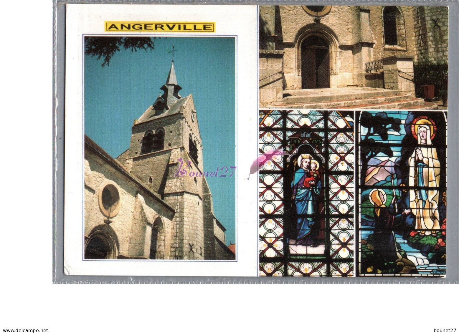 ANGERVILLE 91 - Vues De L'Eglise Et De Ses Vitraux Carte Vierge - Angerville