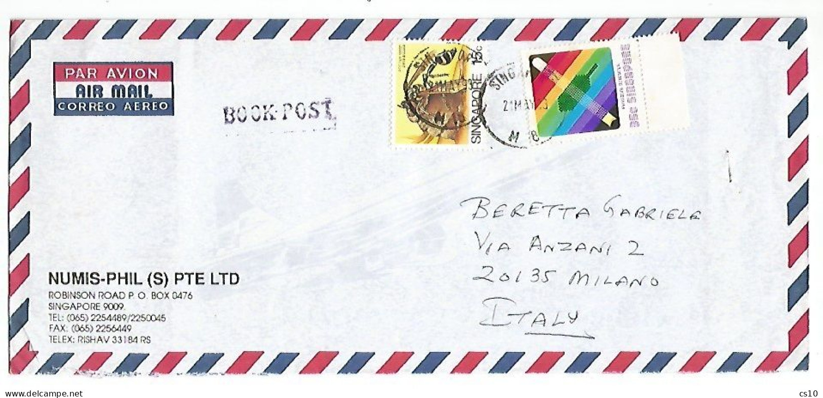 Singapore Airmail CV 21may1993 With Insects C.15 Potter Wasp + Sciences  C.35 - Book Post - Open CV - Singapore (1959-...)