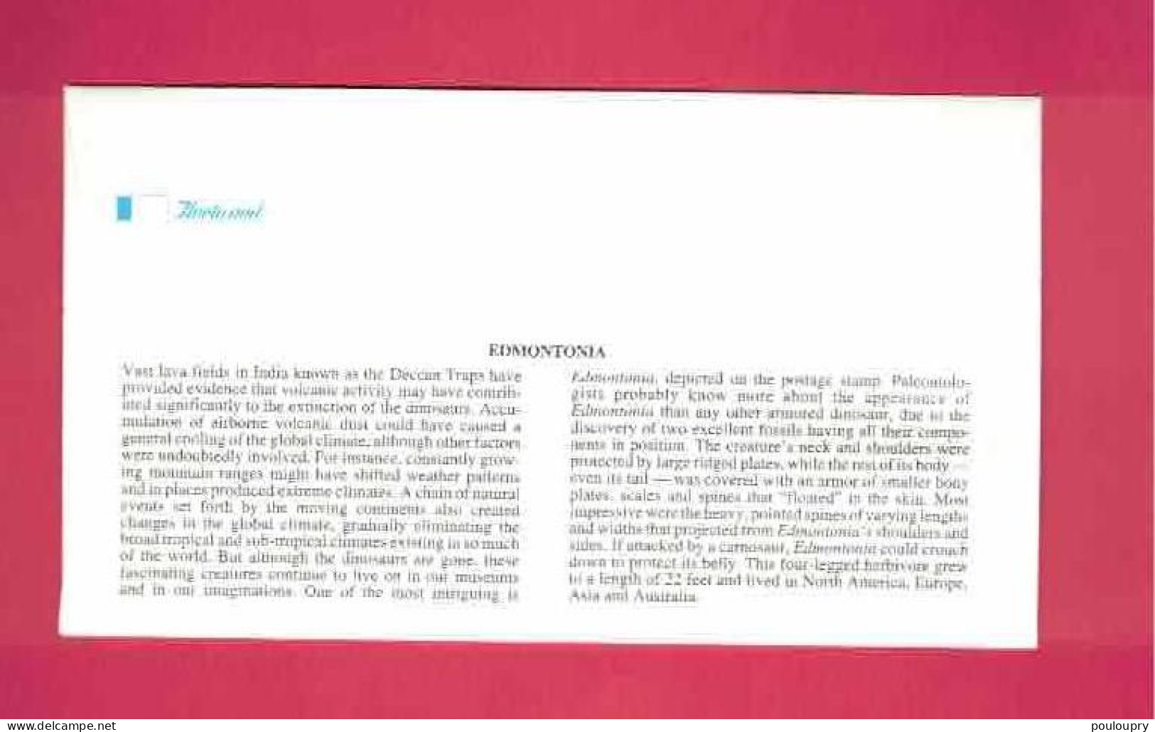 FDC Des USA EUAN De 1997 - YT N° 2599 - Edmontonia - Prehistorics
