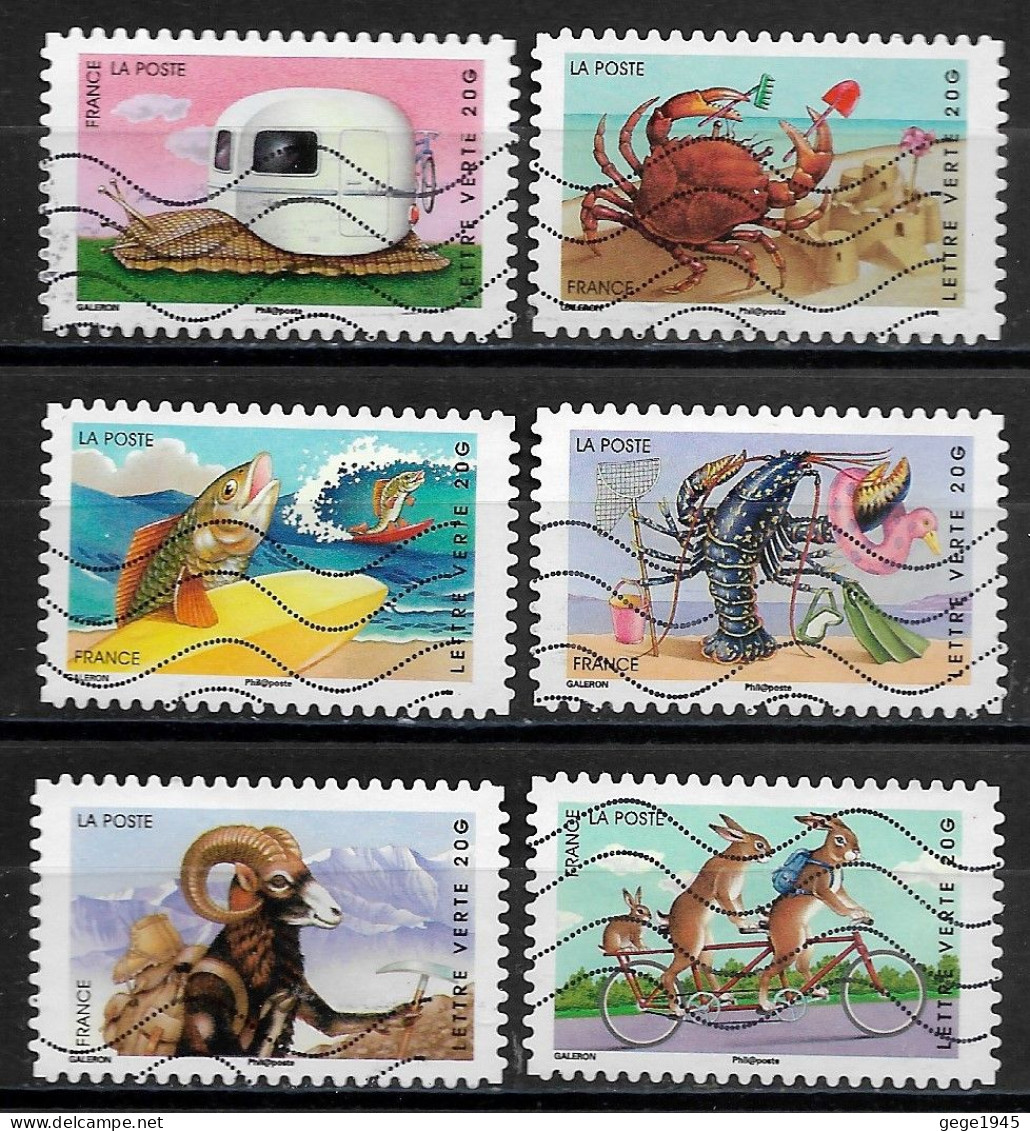 France 2014 Oblitéré Autoadhésif   N° 978 - 979 - 981 - 982 - 985 - 986    -   Sourires  Animaux  Personnifiés - Used Stamps