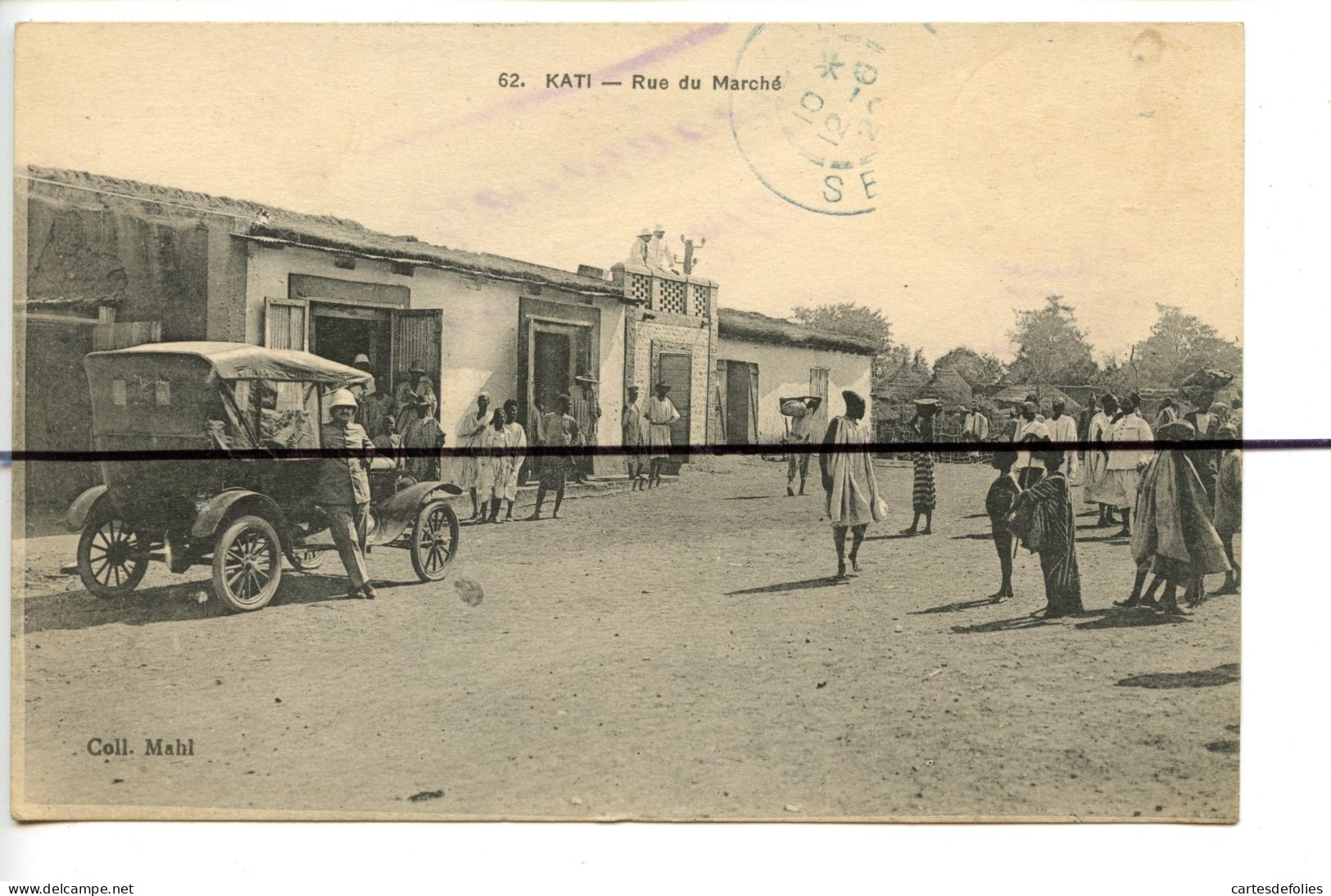 CPA . SOUDAN. KATI . Rue Du Marché . Voiture  . Soldats COLL MAHL - Soudan