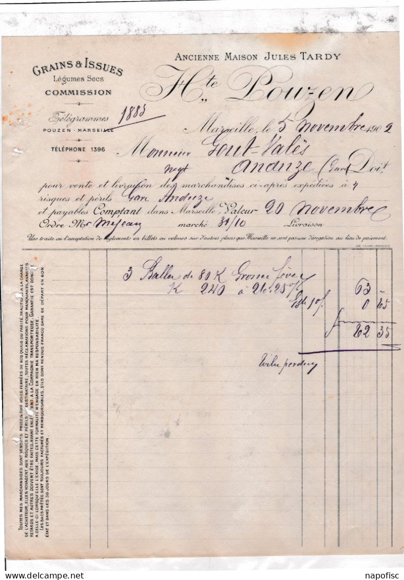 13-H.Pouzen. Grains & Issues,  Légumes Secs... Marseille...(Bouches-du-Rhône)...1902 - Agriculture
