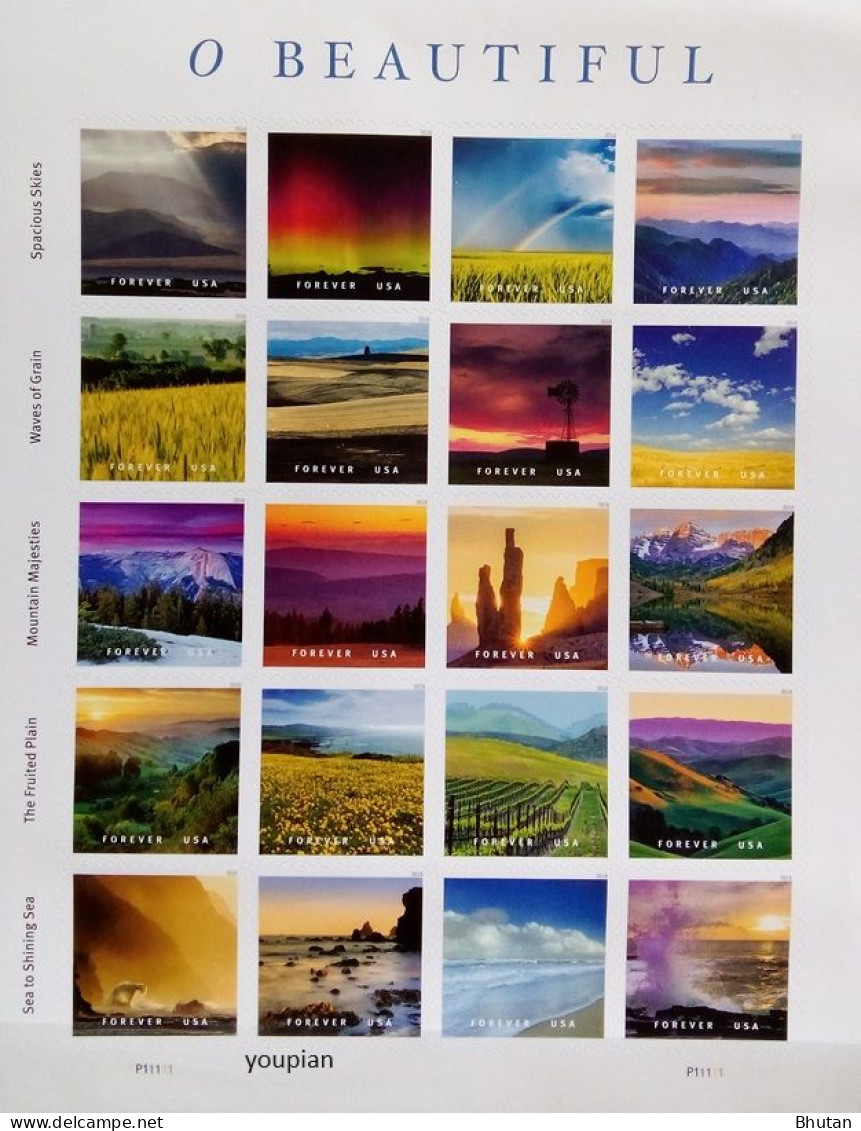 USA 2018, O Beautiful Landscapes, MNH Unusual Sheetlet - Ungebraucht