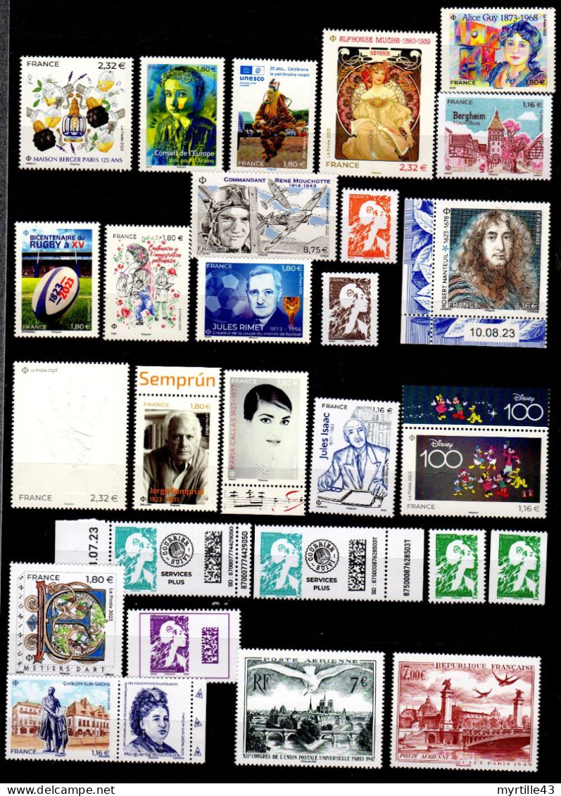 2023 - Ensemble Des Timbres De France De 2023, Incluant Les 2 Timbres Des Affiches Congrès UPU Et CITT - Faciale 105€ - Unused Stamps